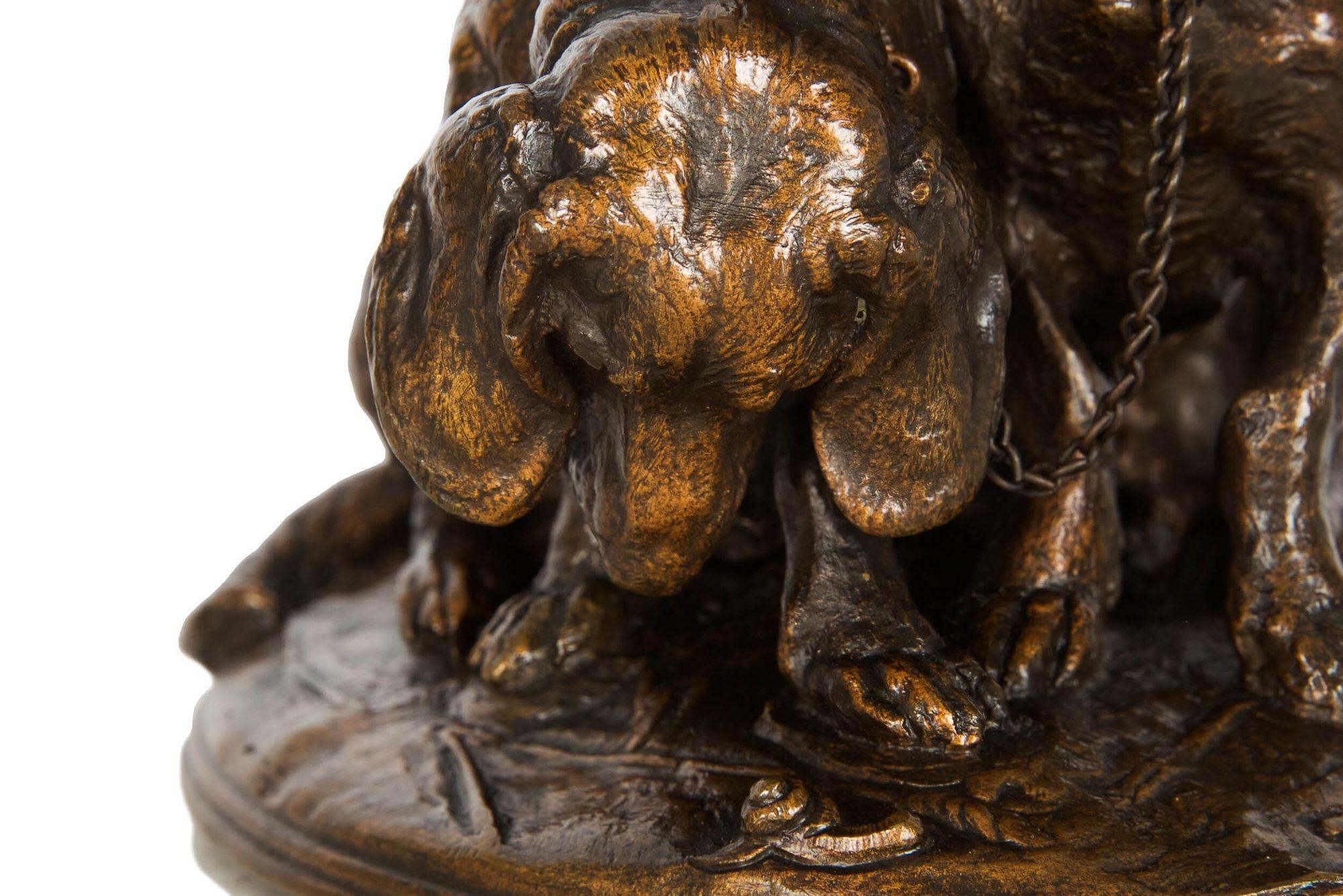 French Antique Bronze Sculpture of “Basset Hounds” by Emmanuel Fremiet, c.1860 12