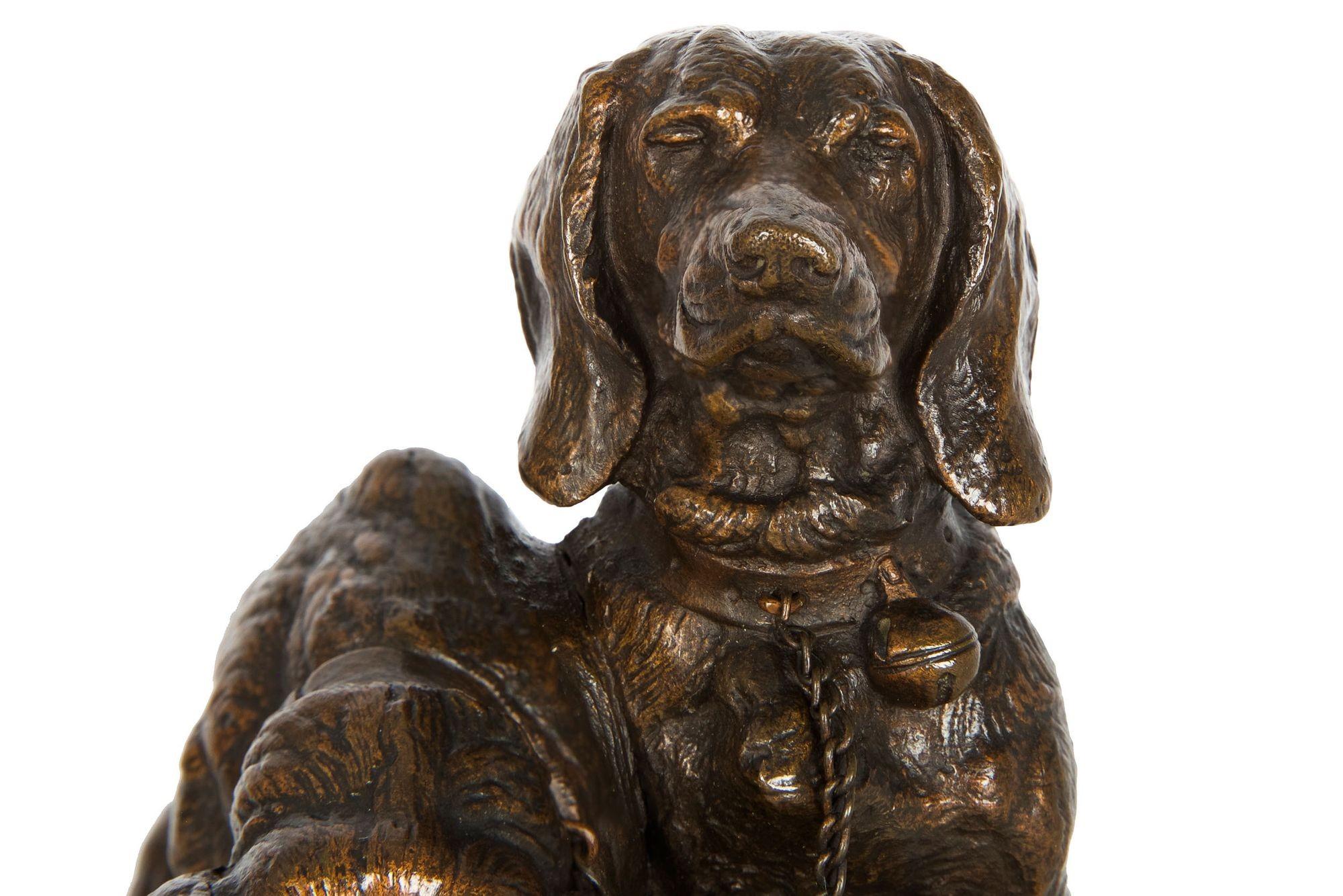 French Antique Bronze Sculpture of “Basset Hounds” by Emmanuel Fremiet, c.1860 1