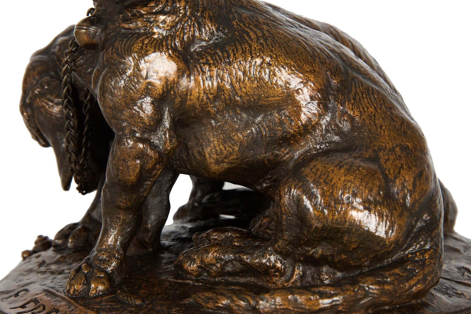 French Antique Bronze Sculpture of “Basset Hounds�” by Emmanuel Fremiet, c.1860 2