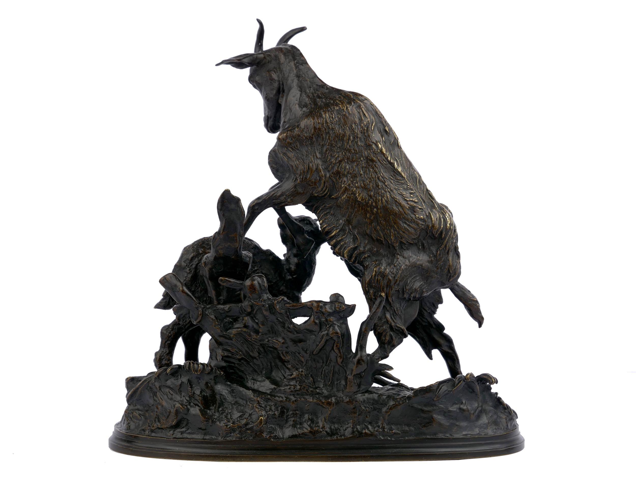French Antique Bronze Sculpture of Goat & Kid by Pierre-Jules Mêne, 19th Century 1