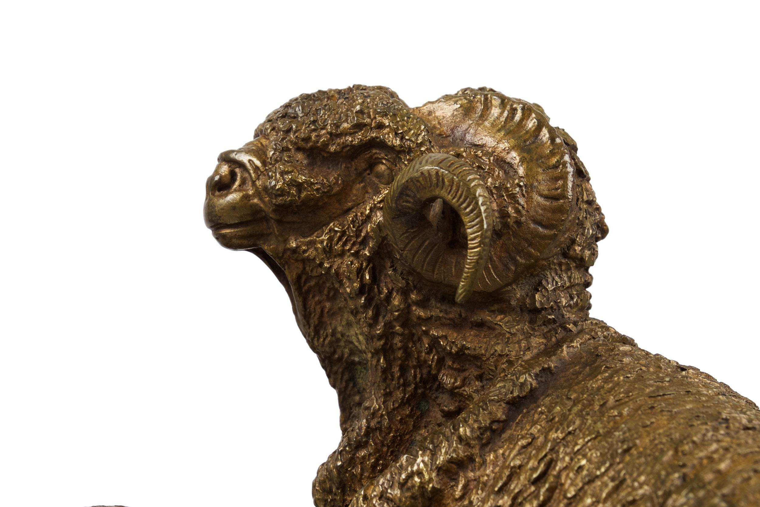 French Antique Bronze Sculpture of Group of Merino Sheep by Jules Moigniez 3
