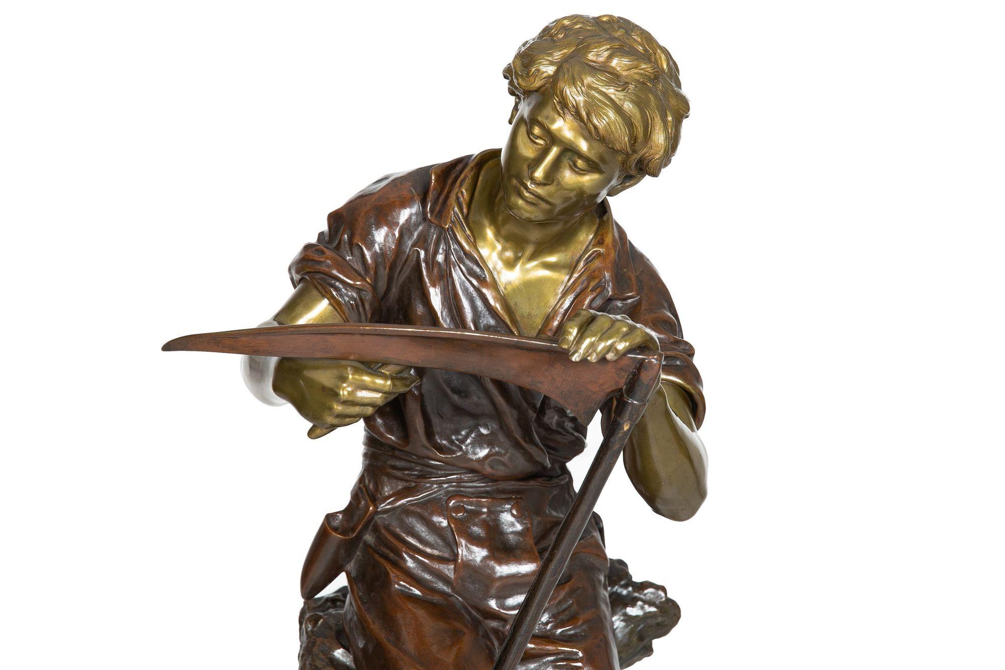 Sculpture française ancienne en bronze de Harvester par Mathurin Moreau Bon état - En vente à Shippensburg, PA