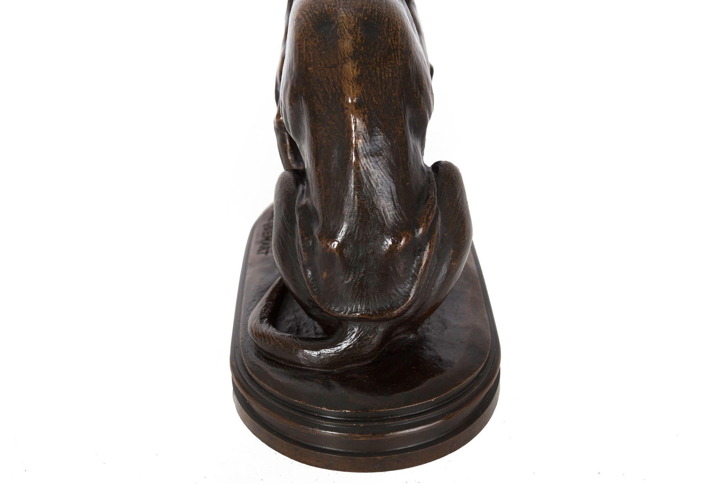 Sculpture française ancienne de chien et de tortue par Alfred Jacquemart, vers 1860 4