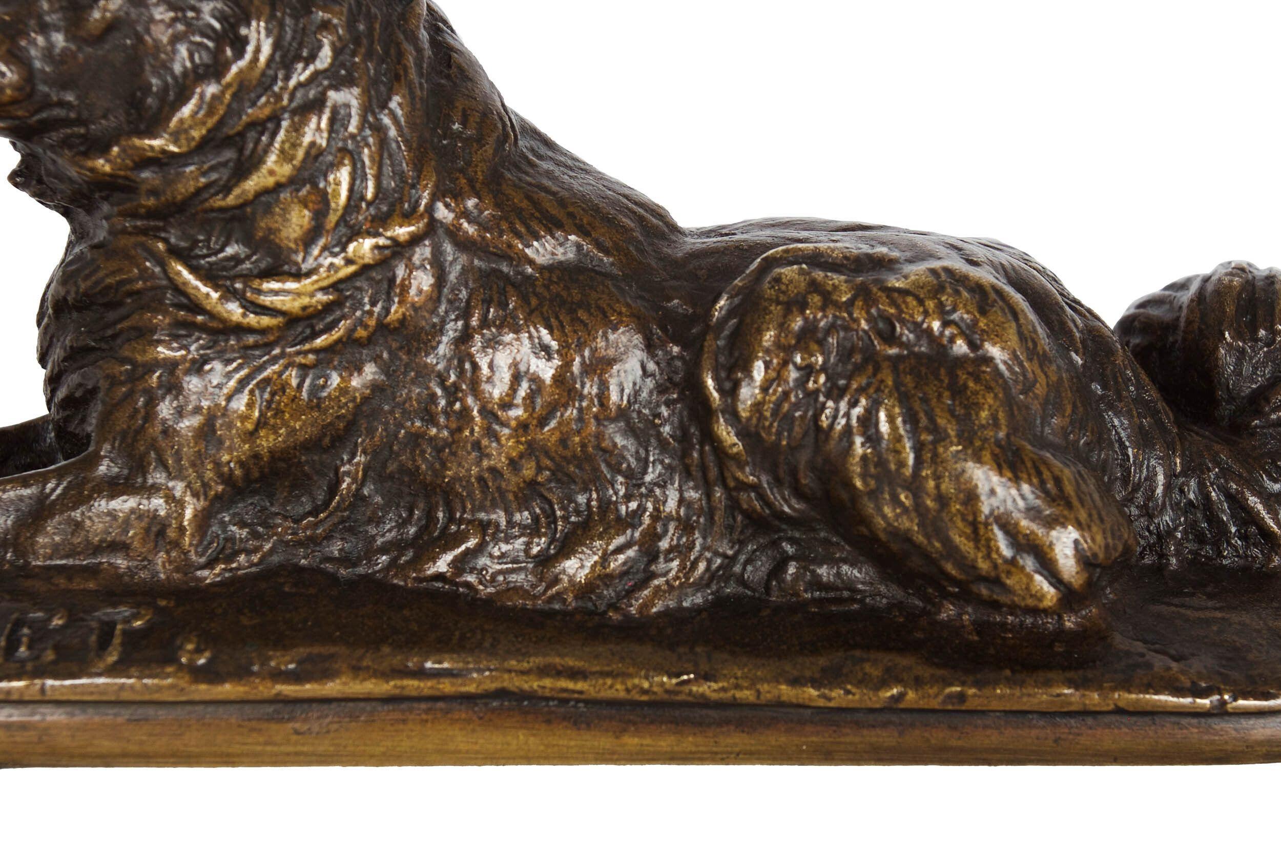 French Antique Bronze Sculpture of Husky Dog by Emmanuel Fremiet For Sale 5