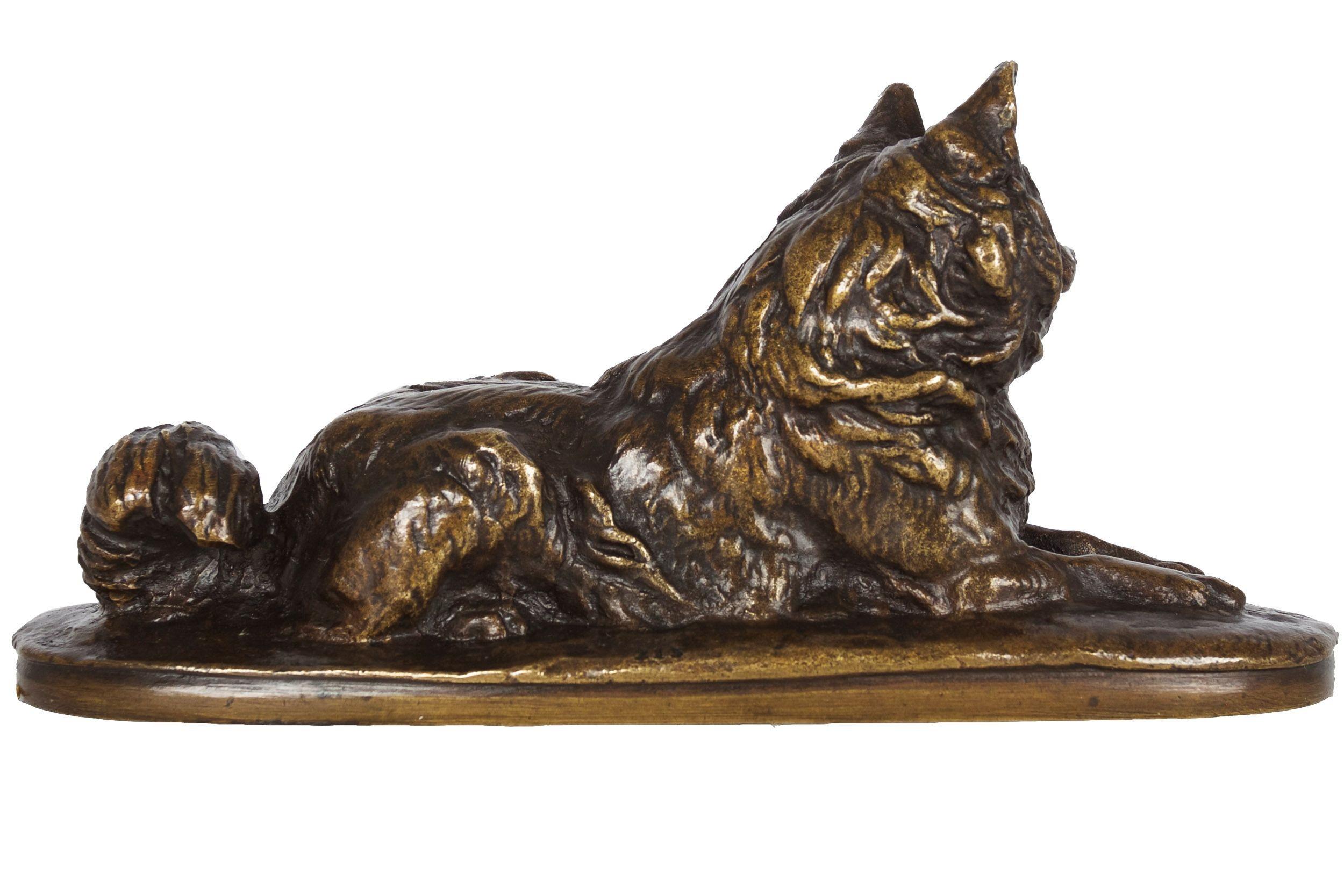 French Antique Bronze Sculpture of Husky Dog by Emmanuel Fremiet In Good Condition For Sale In Shippensburg, PA