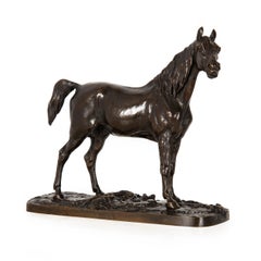 French Antique Bronze Sculpture of Ibrahim, Arabian Stallion by Pierre J. Mene