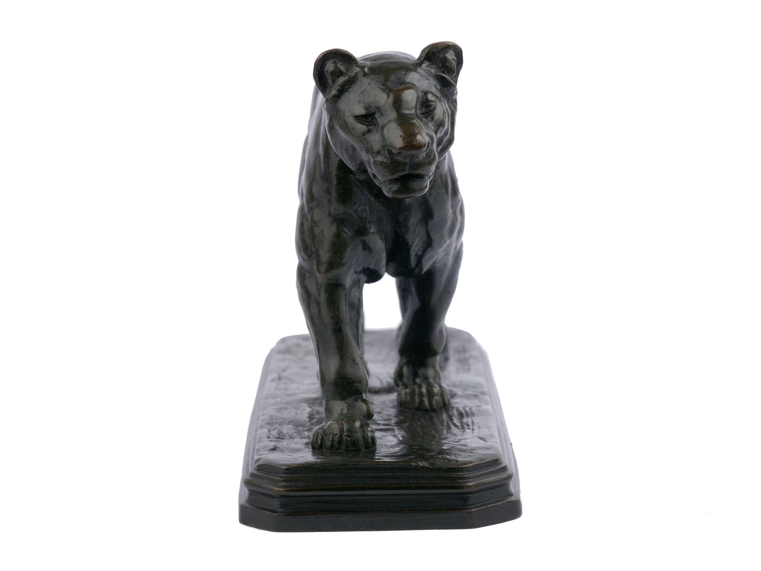 French Antique Bronze Sculpture of Marching Lion by Paul Edouard Delabrierre In Good Condition In Shippensburg, PA