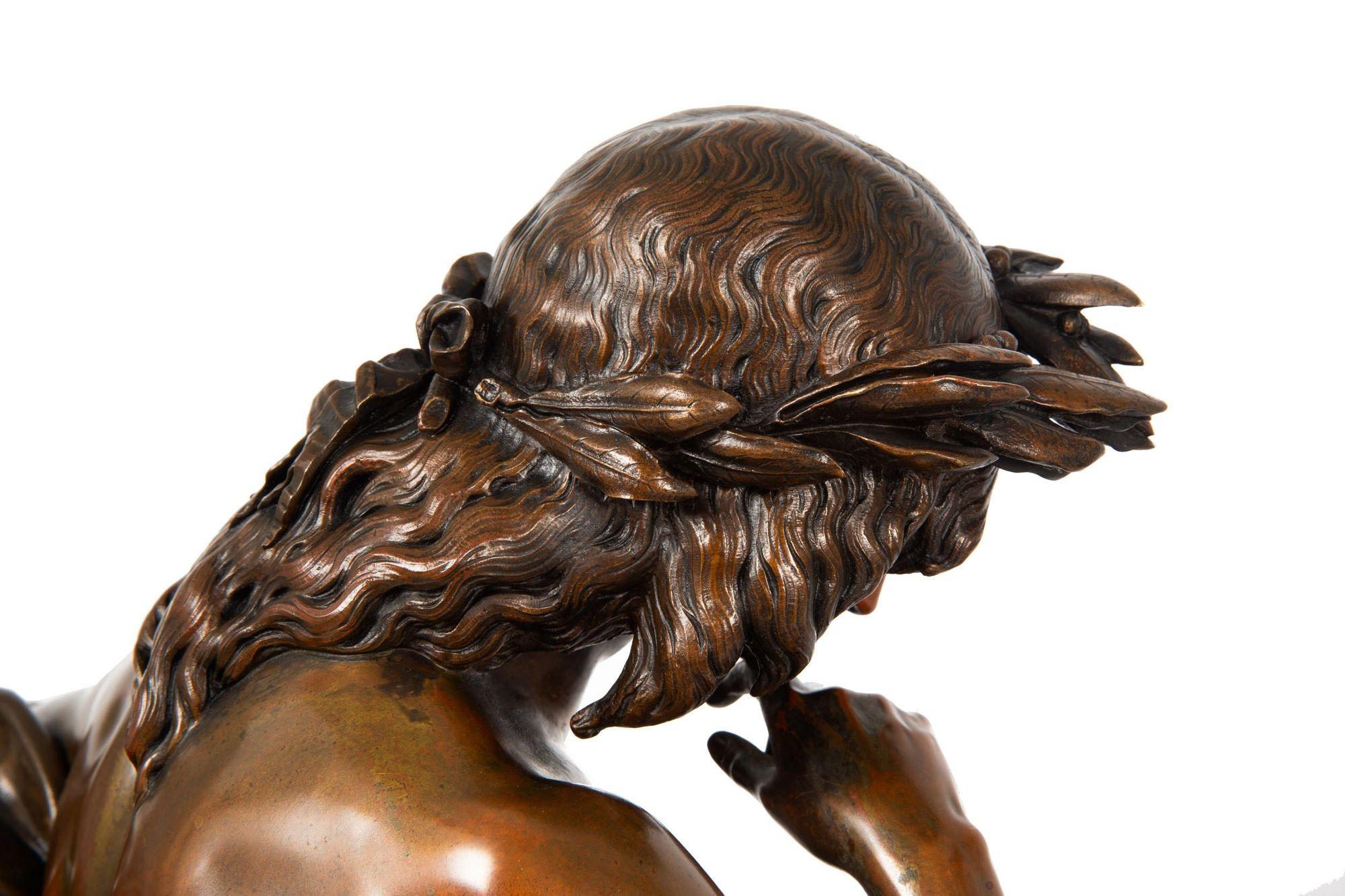 Französische antike Bronzeskulptur des Orpheus aus Bronze von Albert Carrier-Belleuse im Angebot 14