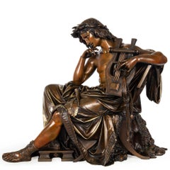 French Antique Bronze Sculpture of “Orpheus” by Albert Carrier-Belleuse