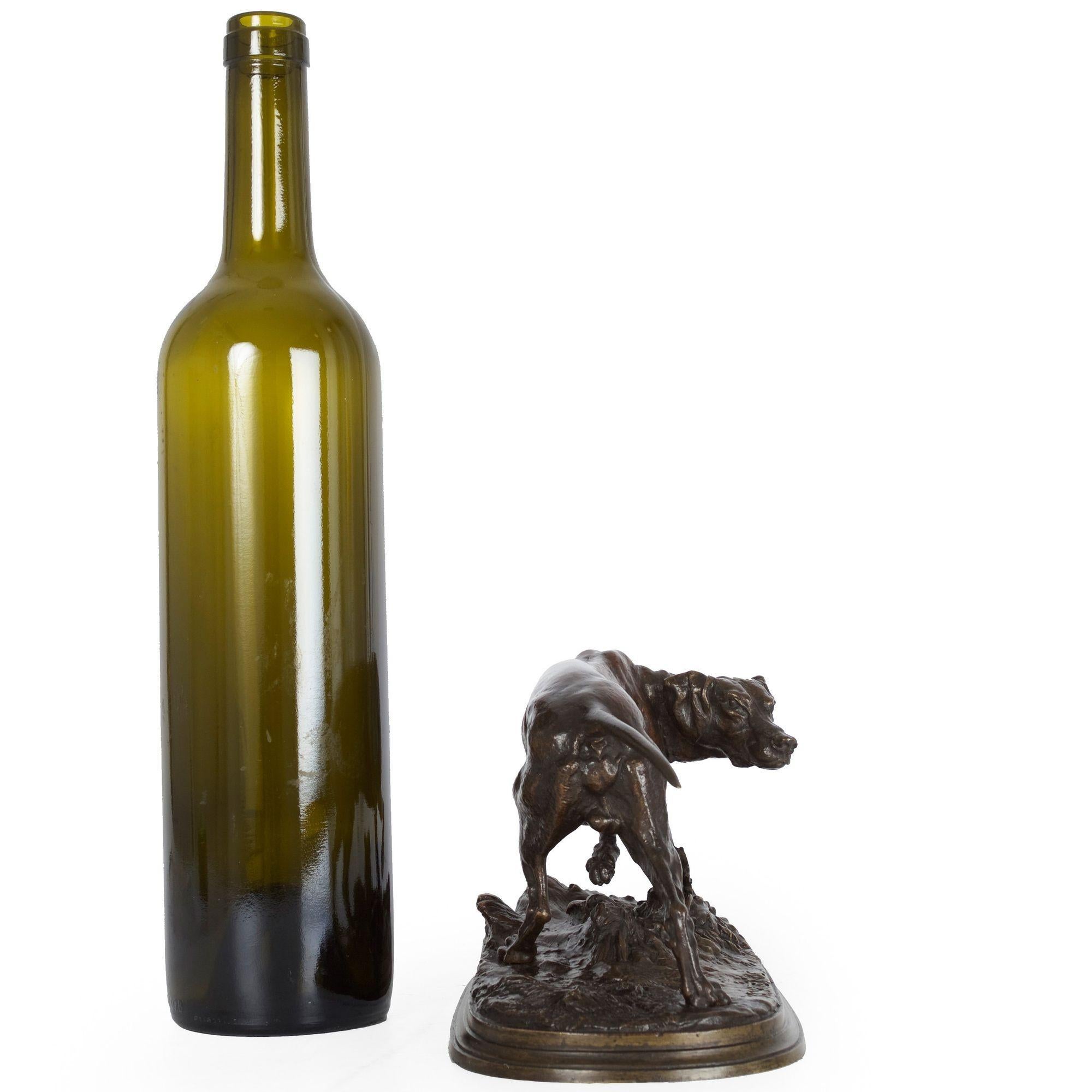 Antike französische Bronzeskulptur eines Vorstehhundes von Pierre-Jules Mêne um 1880 (Französisch) im Angebot