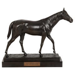 Antike französische Bronzeskulptur eines Rennpferdes von Francois Peyrol, ca. 1910
