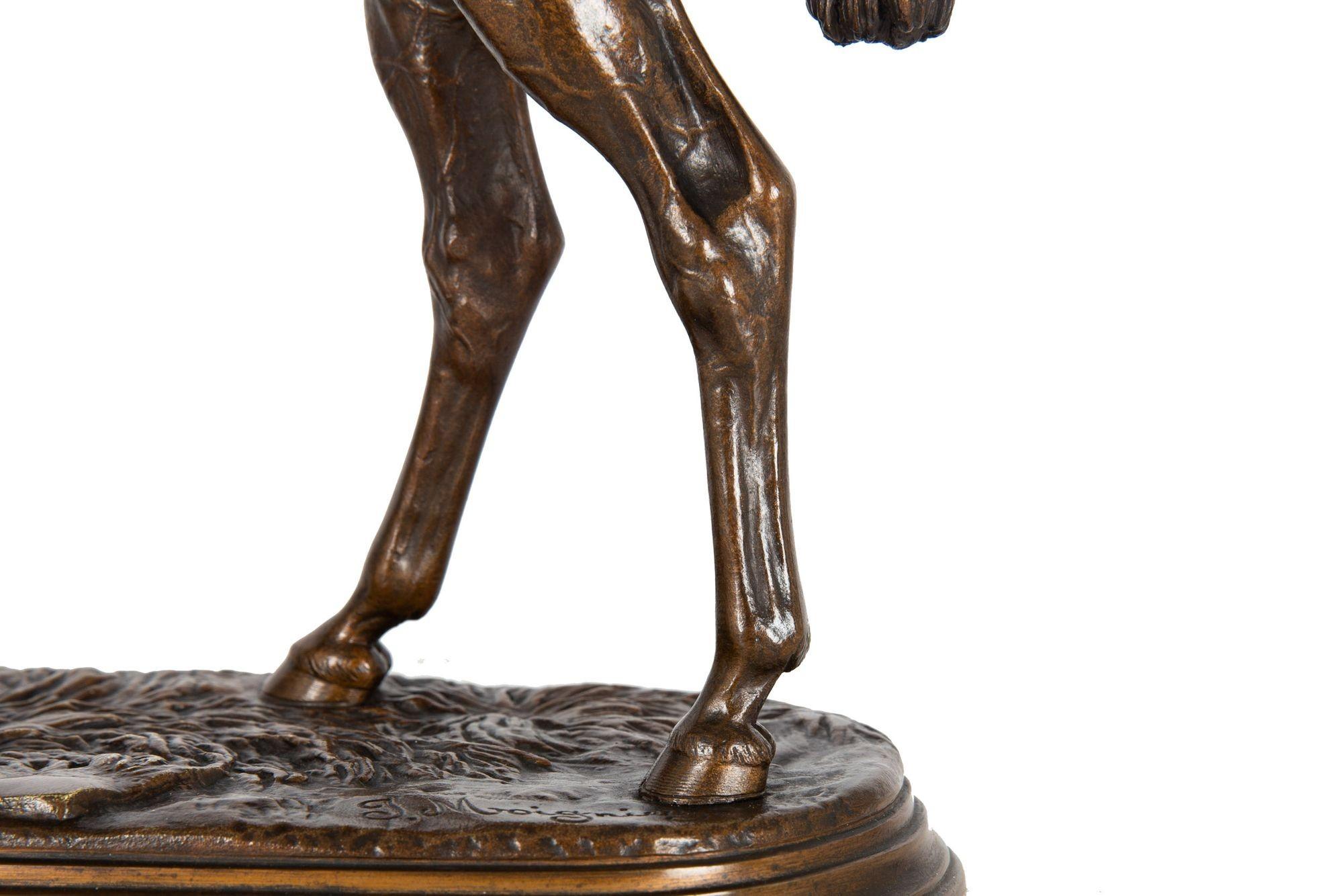 Sculpture française ancienne d'un cheval de course par Jules Moigniez vers 1880 4