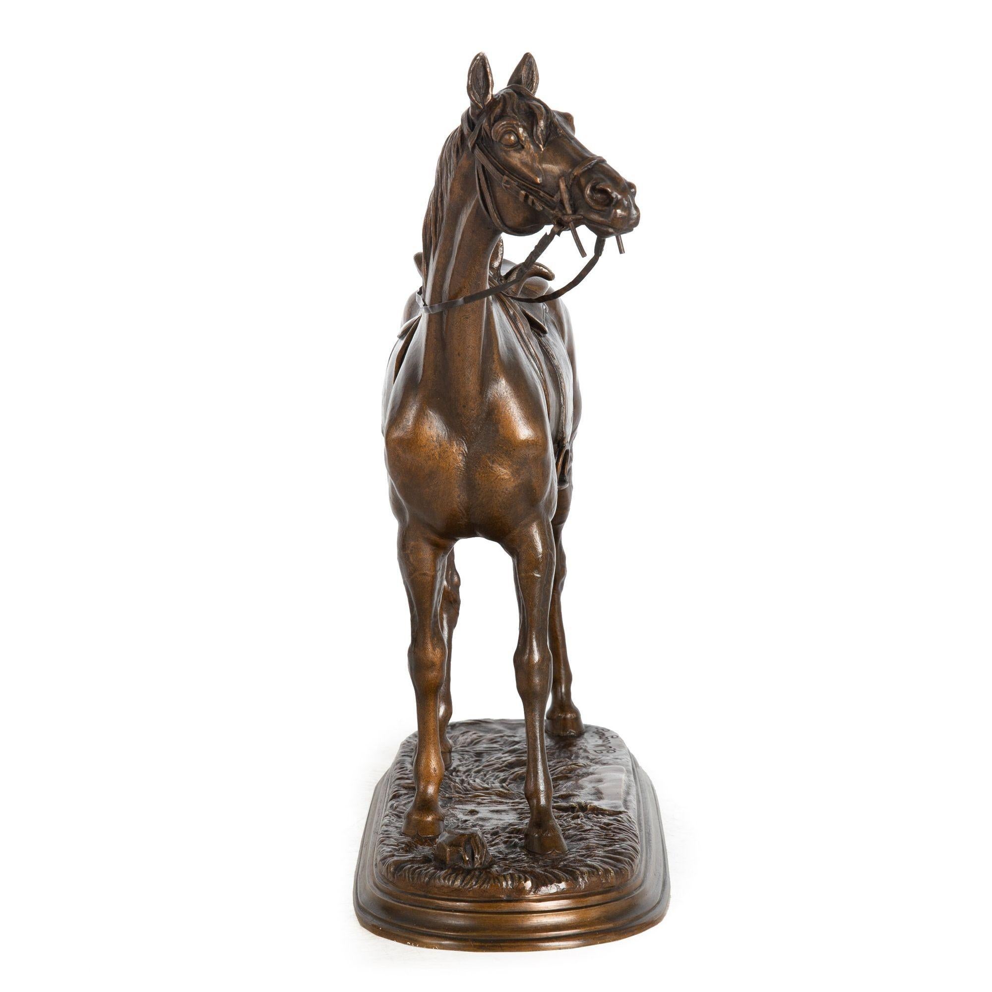 Sculpture française ancienne d'un cheval de course par Jules Moigniez vers 1880 Bon état à Shippensburg, PA