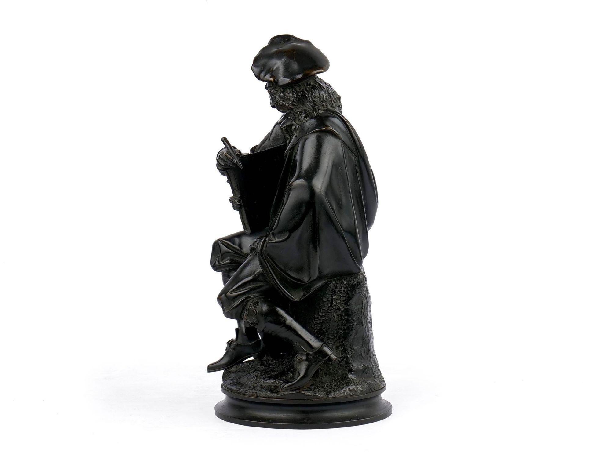 BRONZE FIGURE OF “REMBRANDT” AFTER MODEL BY ALBERT CARRIER-BELLEUSE
Circa last quarter of 19th century, in patinated bronze, signed 
