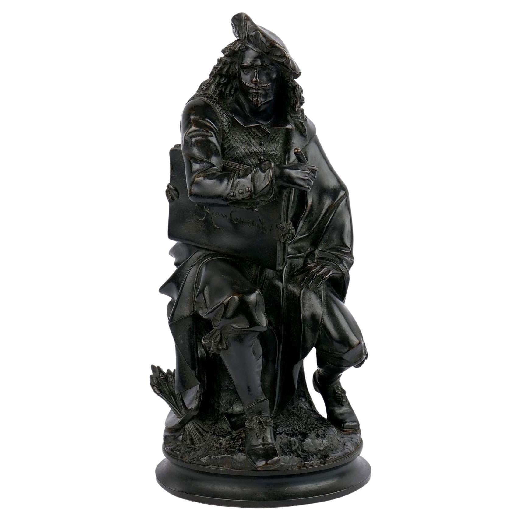 Sculpture française d'antiquités en bronze de Rembrandt par Albert Carrier-Belleuse