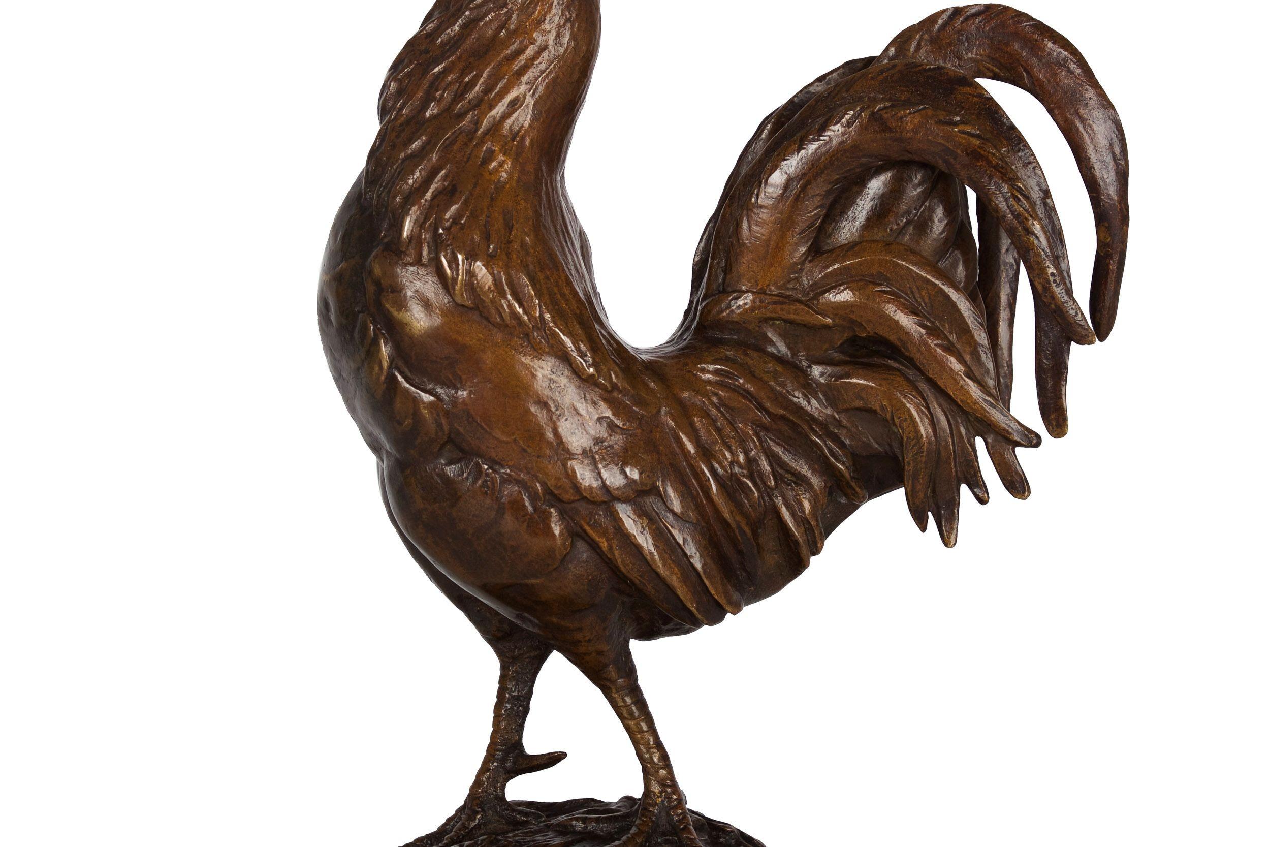 French Antique Bronze Sculpture of Rooster by Auguste Cain & Susse Freres 2