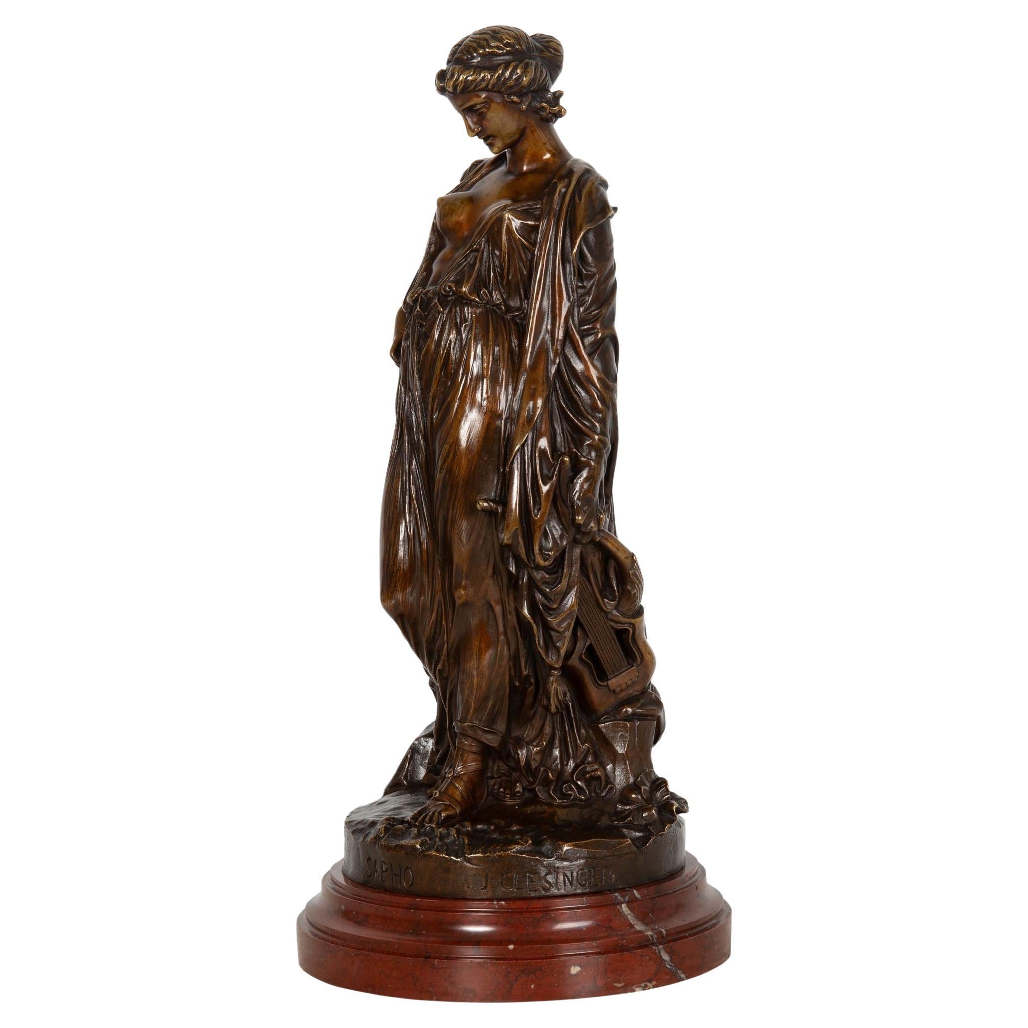 French Antique Bronze Sculpture of “Sapho” by Jean-Baptiste Clesinger ca. 1875