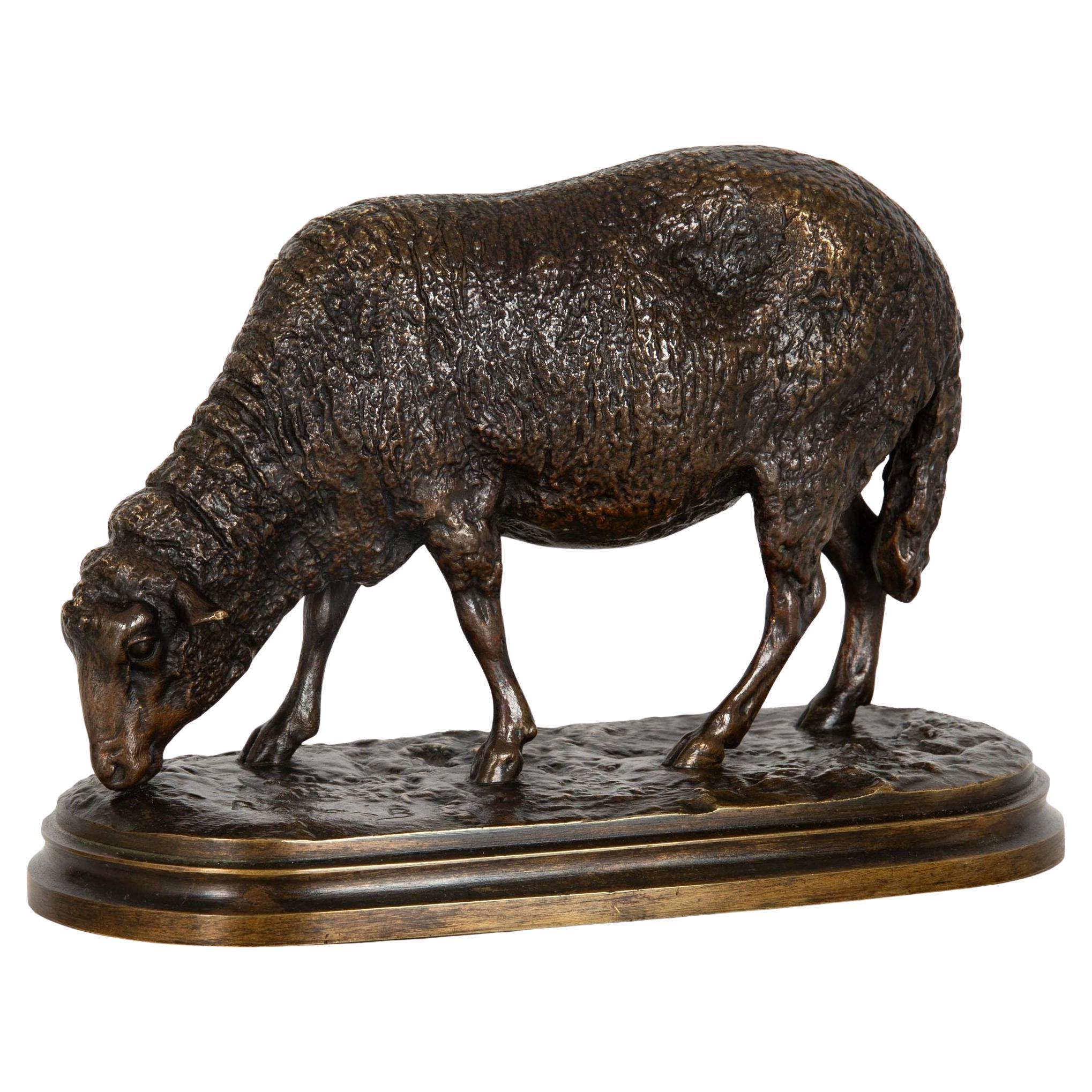 French Antique Bronze Sculpture of Sheep by Rosa Bonheur ca. 1860