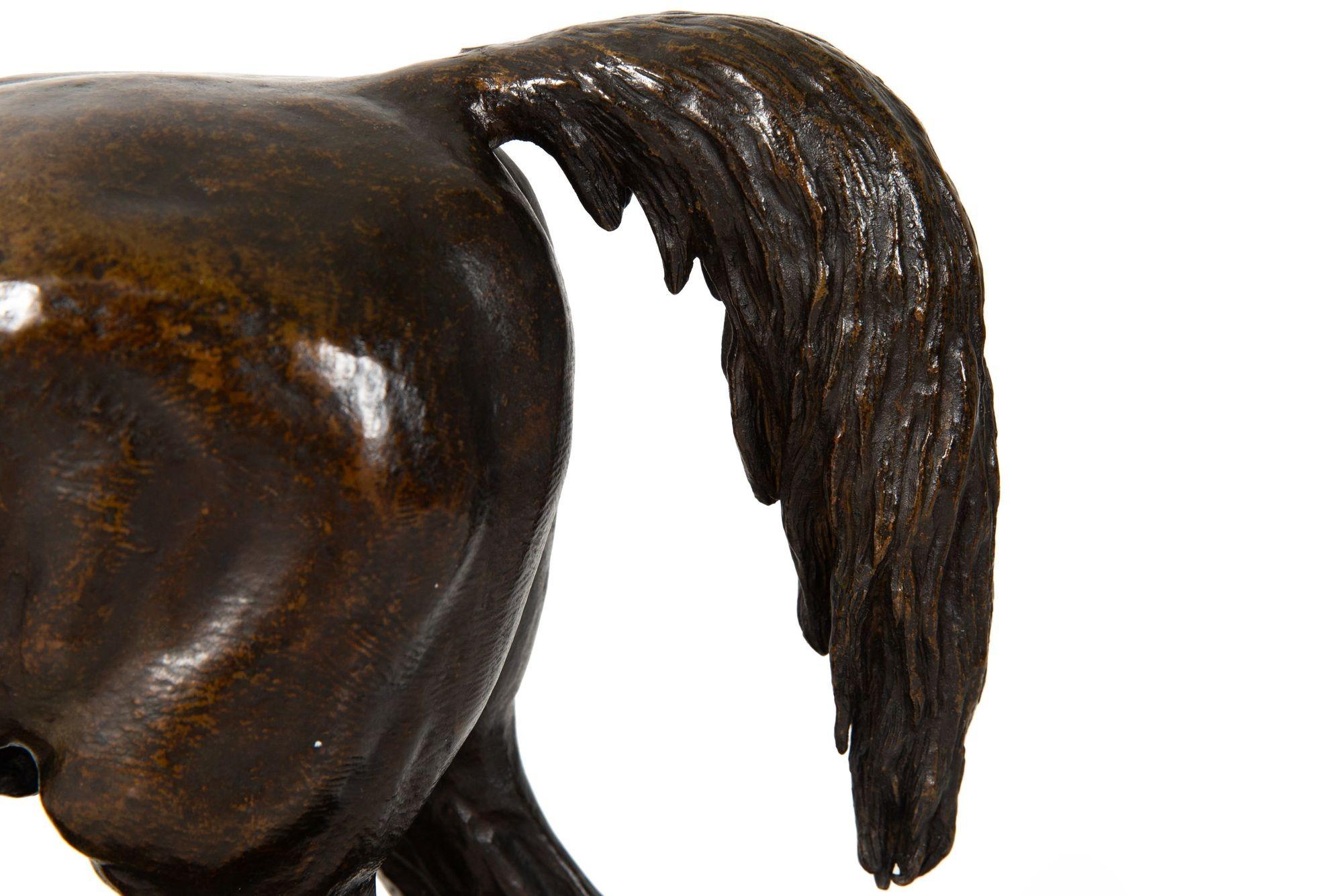 Escultura francesa antigua de bronce de caballo semental de Christophe Fratin ca. 1850 4