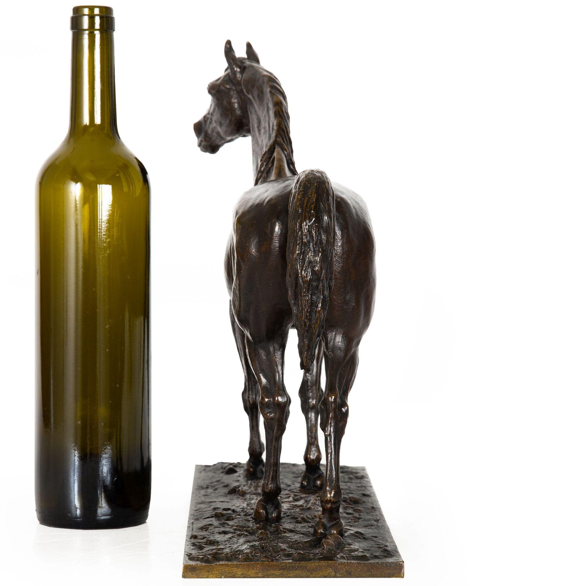 Escultura francesa antigua de bronce de caballo semental de Christophe Fratin ca. 1850 en Bueno Estado en Shippensburg, PA