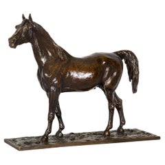 French Antique Bronze Sculpture of Stallion Horse by Christophe Fratin ca. 1850