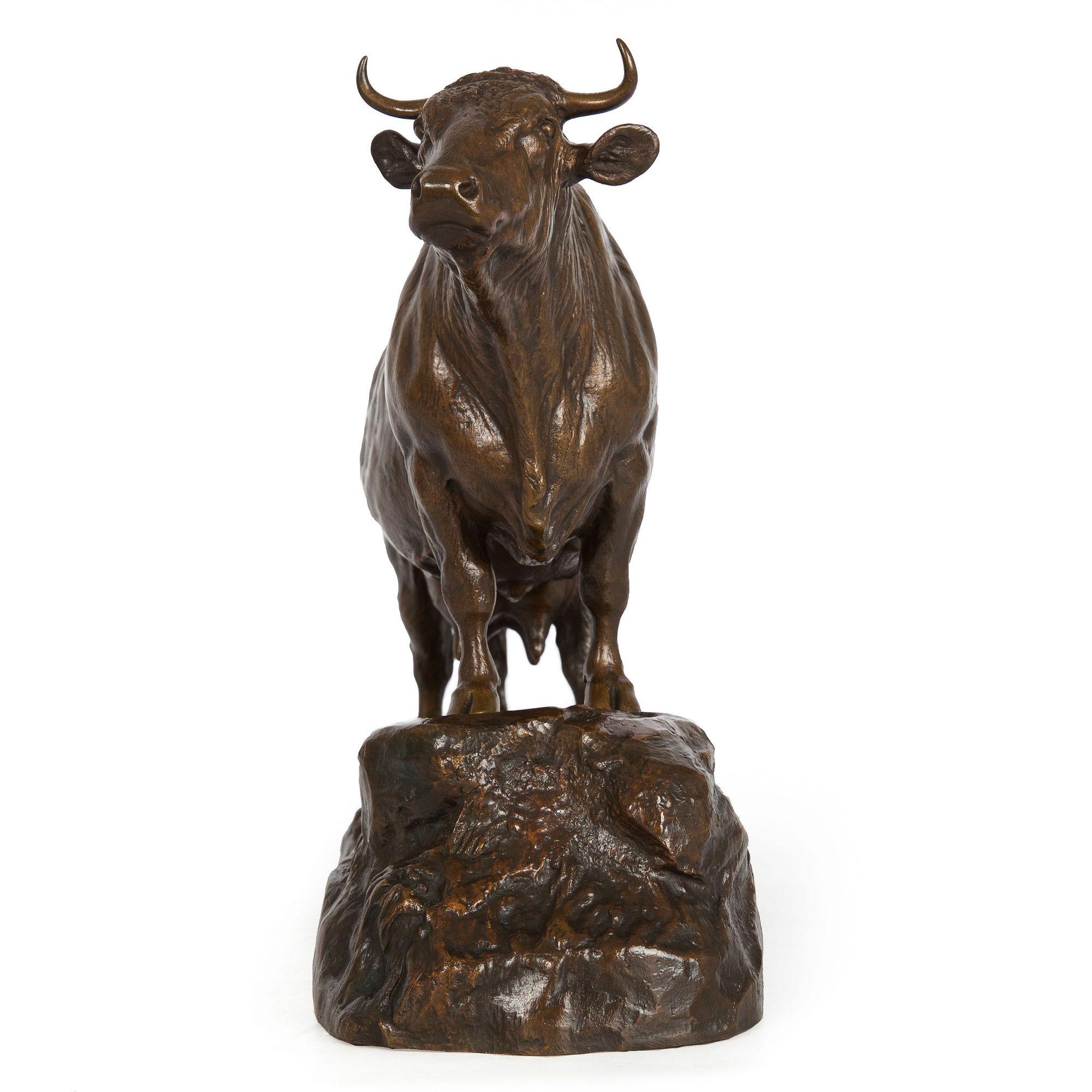 French Antique Bronze Sculpture of Standing Cow by Isidore Bonheur In Good Condition In Shippensburg, PA