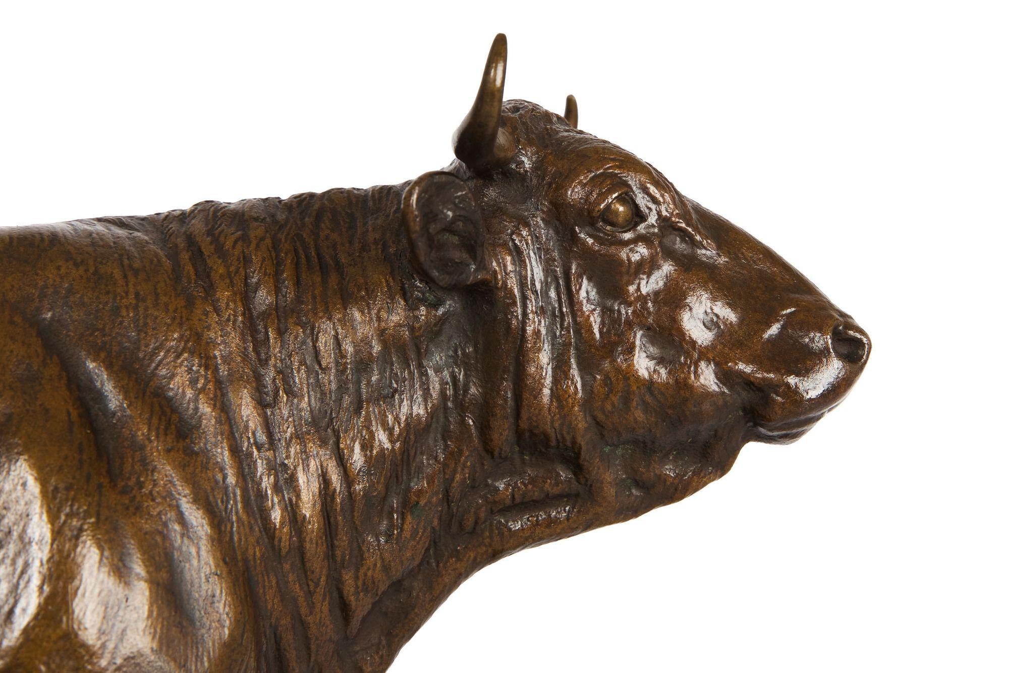 French Antique Bronze Sculpture of Standing Cow by Isidore Bonheur 3