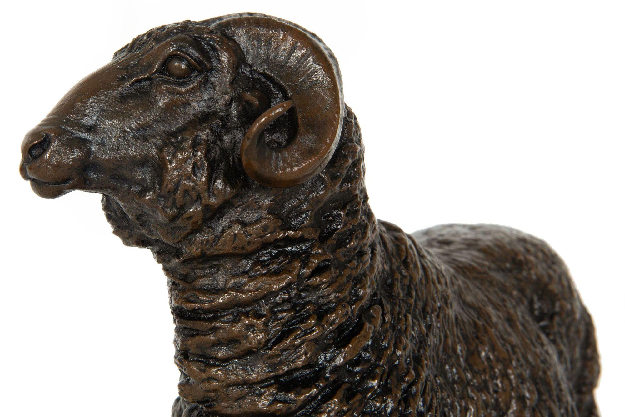 French Antique Bronze Sculpture of “Standing Ram”, Isidore Jules Bonheur For Sale 5