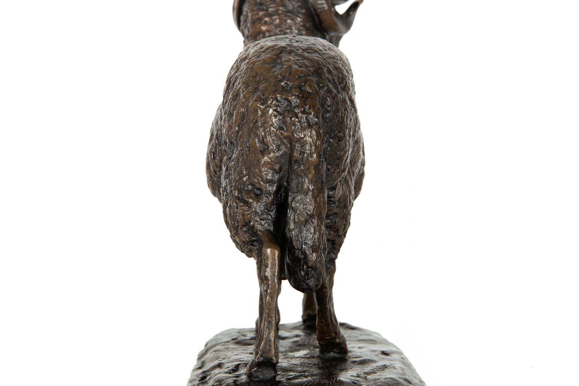French Antique Bronze Sculpture of “Standing Ram”, Isidore Jules Bonheur For Sale 7