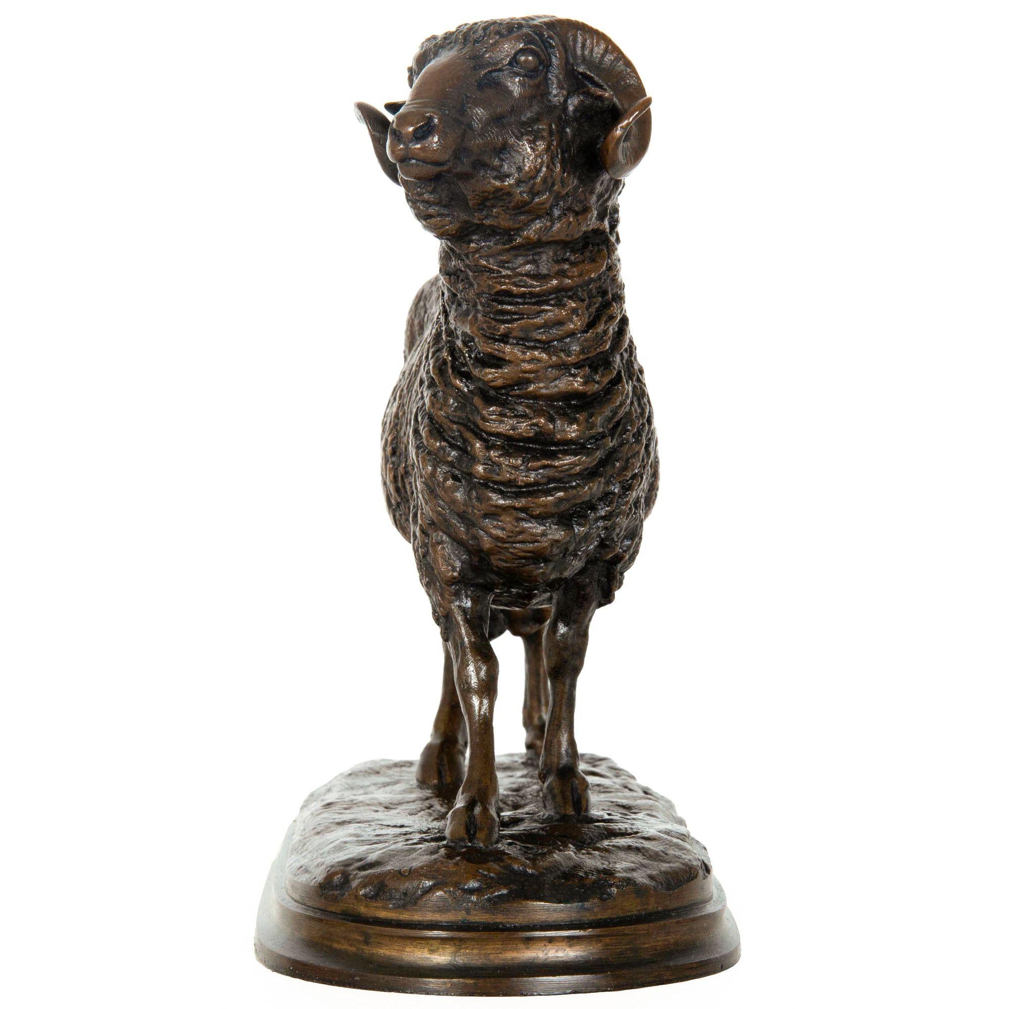 French Antique Bronze Sculpture of “Standing Ram”, Isidore Jules Bonheur In Good Condition For Sale In Shippensburg, PA