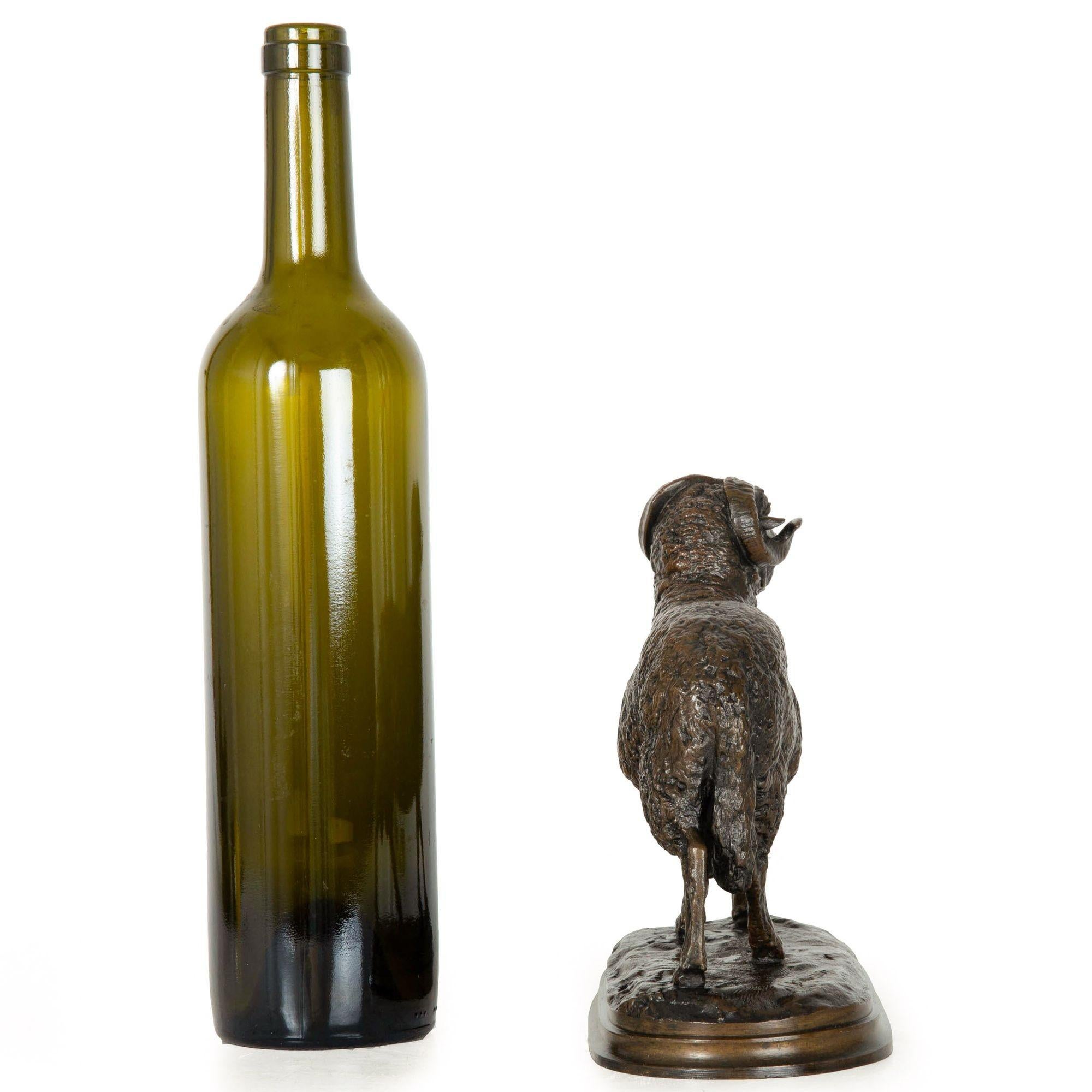 19th Century French Antique Bronze Sculpture of “Standing Ram”, Isidore Jules Bonheur For Sale