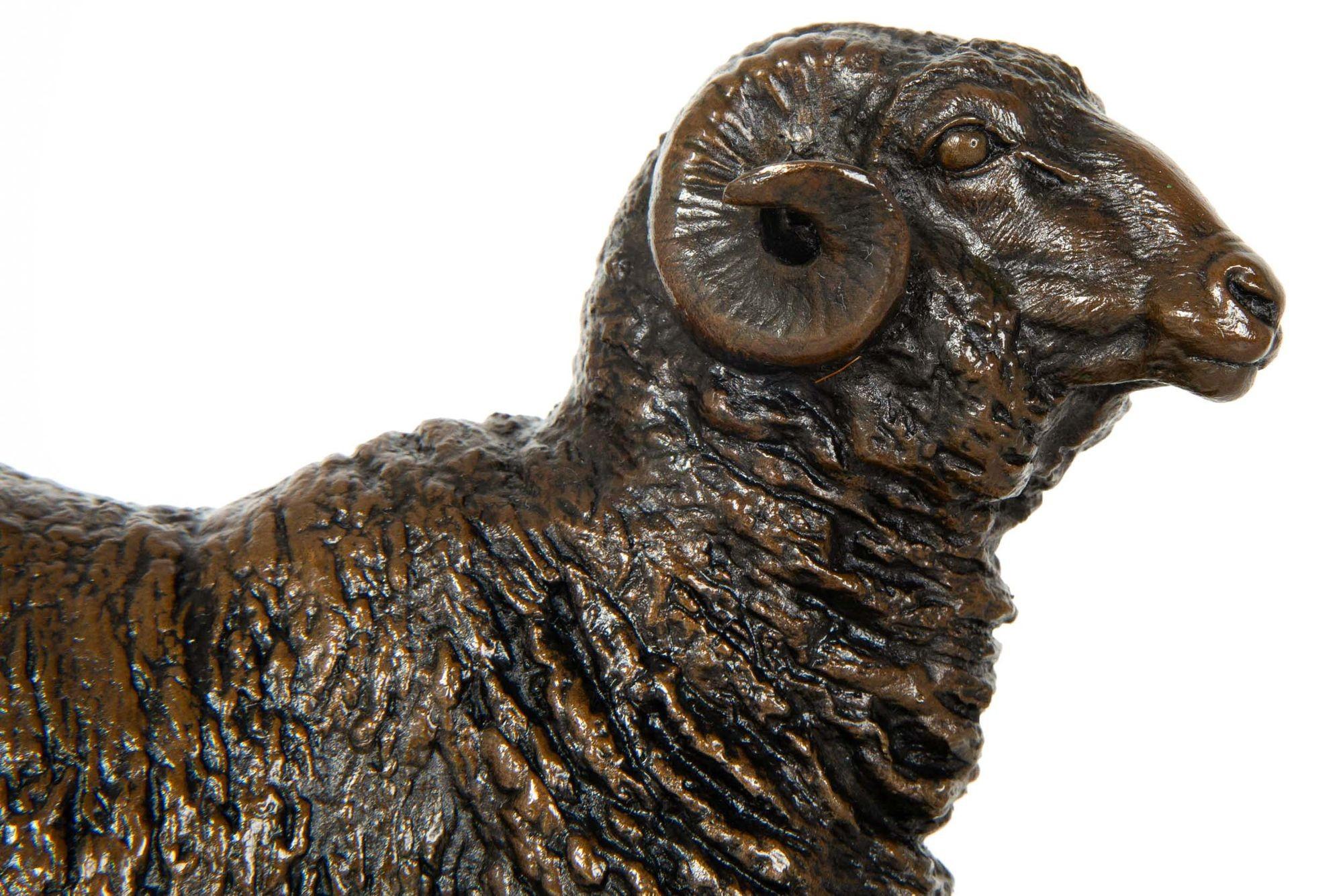 French Antique Bronze Sculpture of “Standing Ram”, Isidore Jules Bonheur For Sale 1