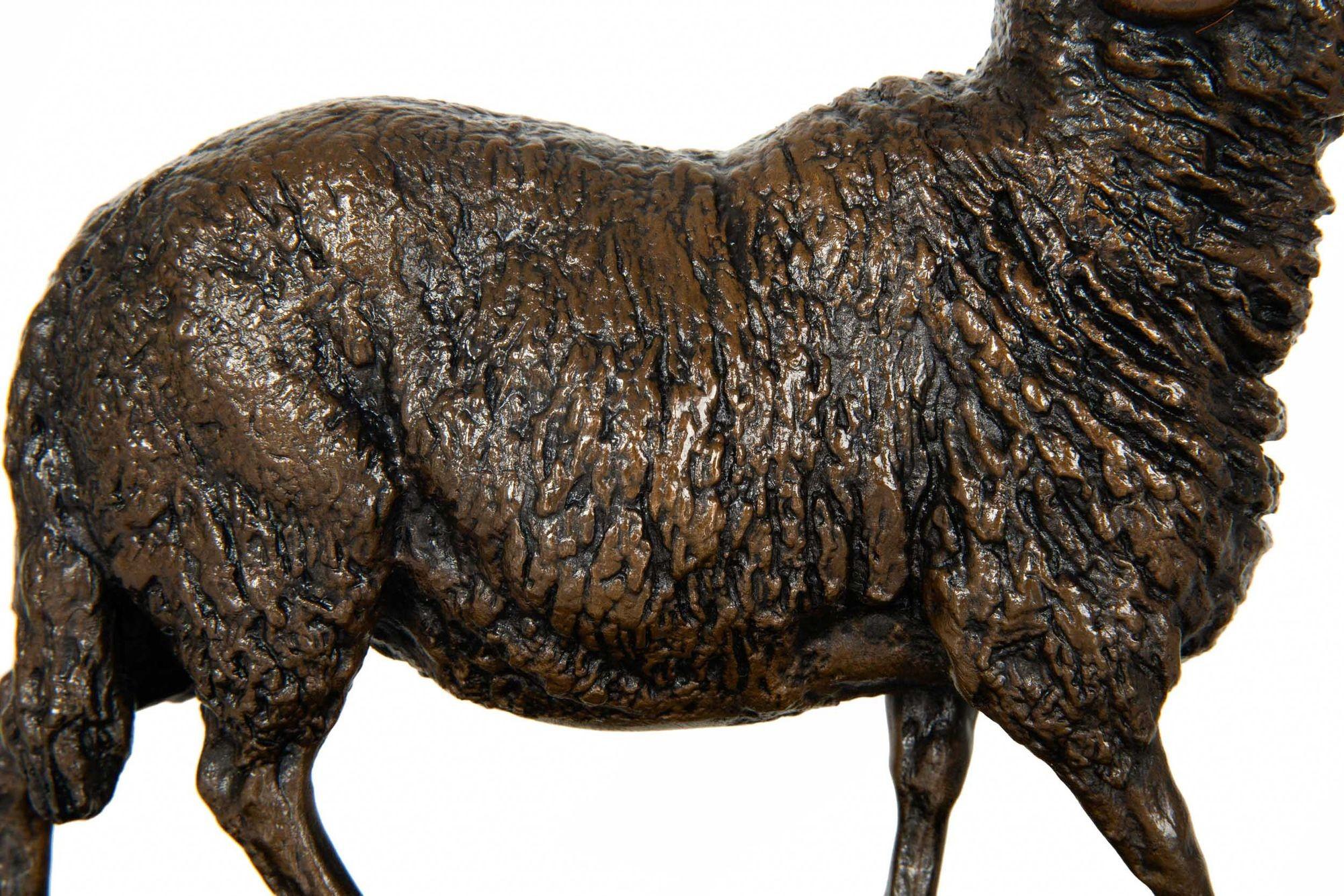 French Antique Bronze Sculpture of “Standing Ram”, Isidore Jules Bonheur For Sale 2