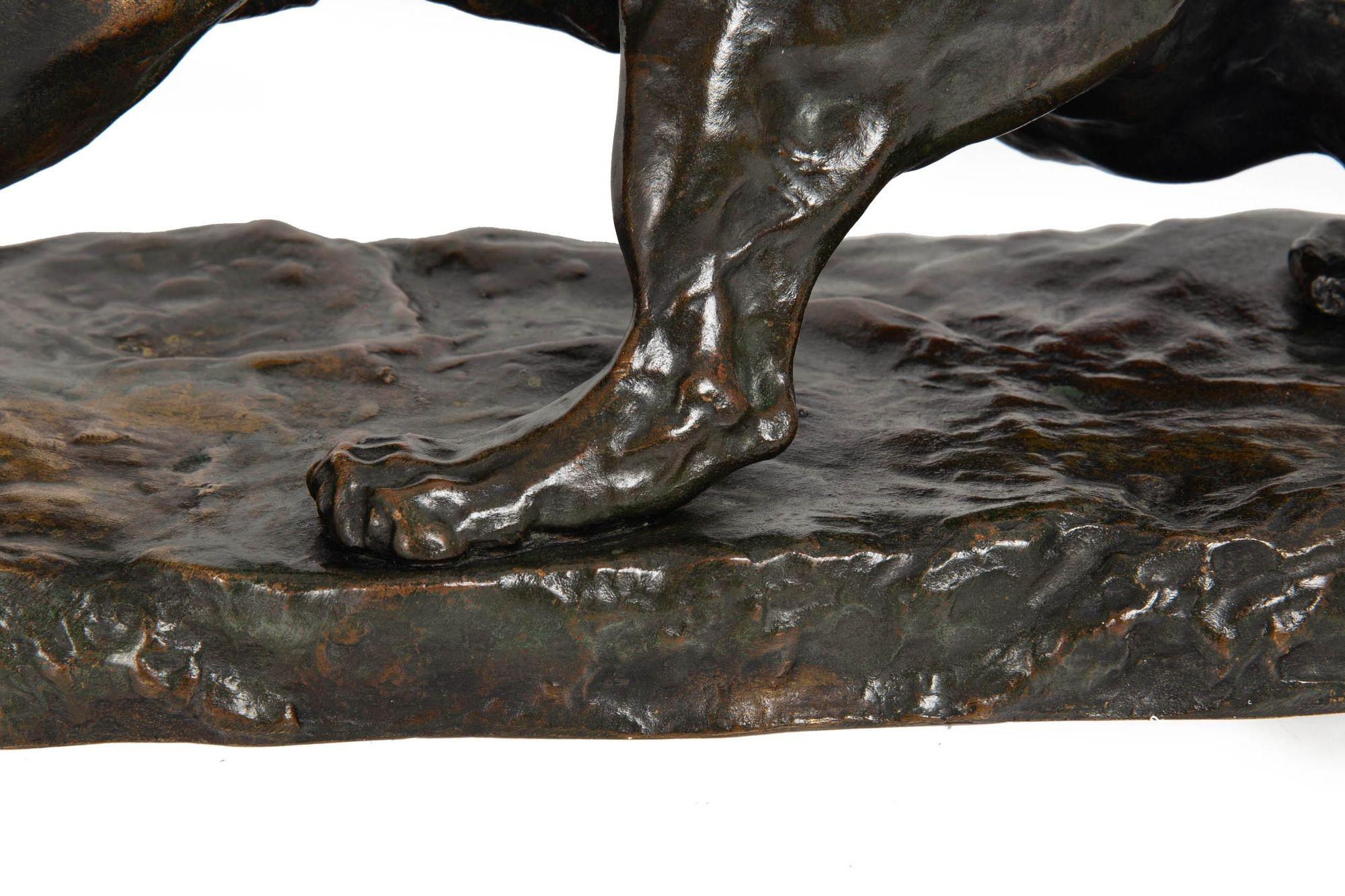 French Antique Bronze Sculpture of “Tiger and Tortoise” after Georges Gardet For Sale 6