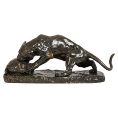 French Antique Bronze Sculpture of “Tiger and Tortoise” after Georges Gardet