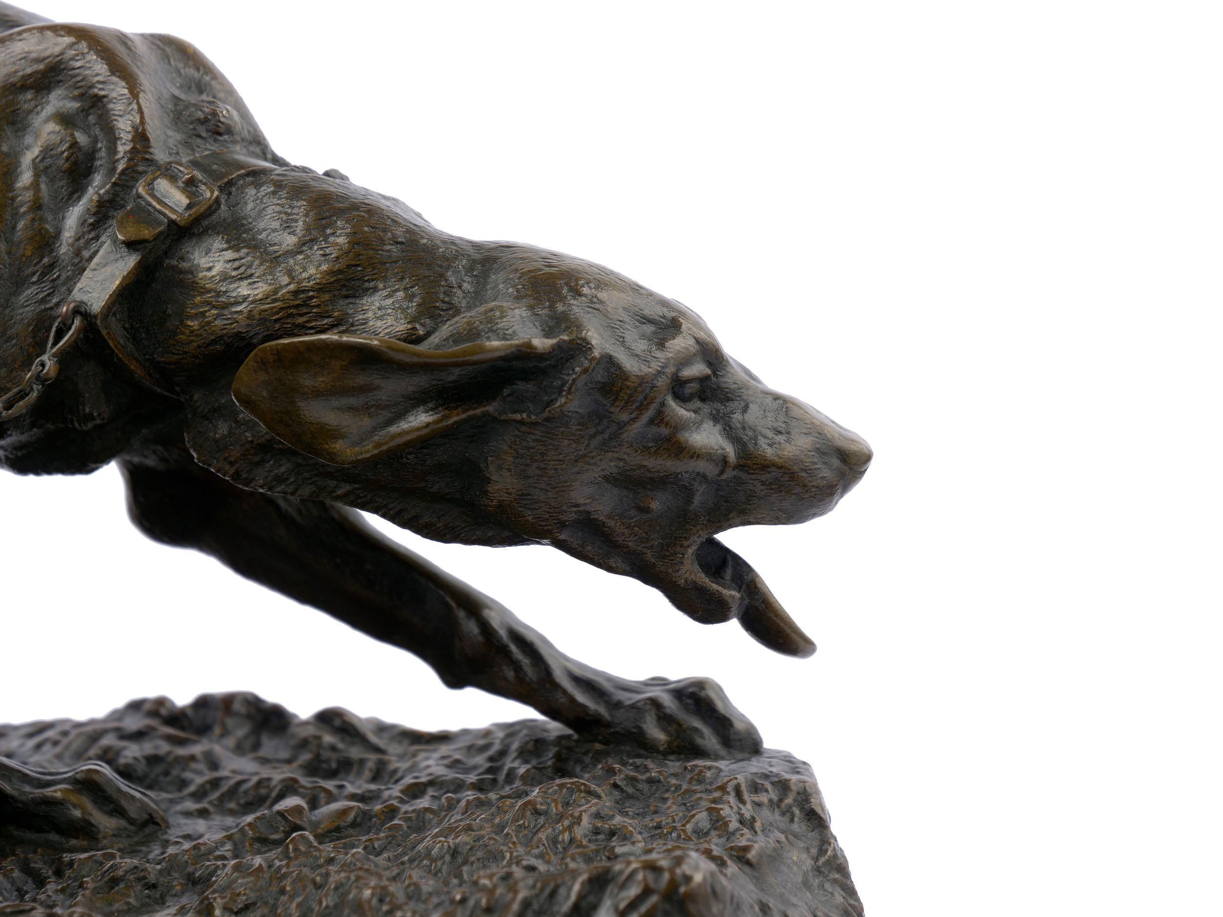 French Antique Bronze Sculpture of Two Hound Dogs by Isidore Jules Bonheur 4