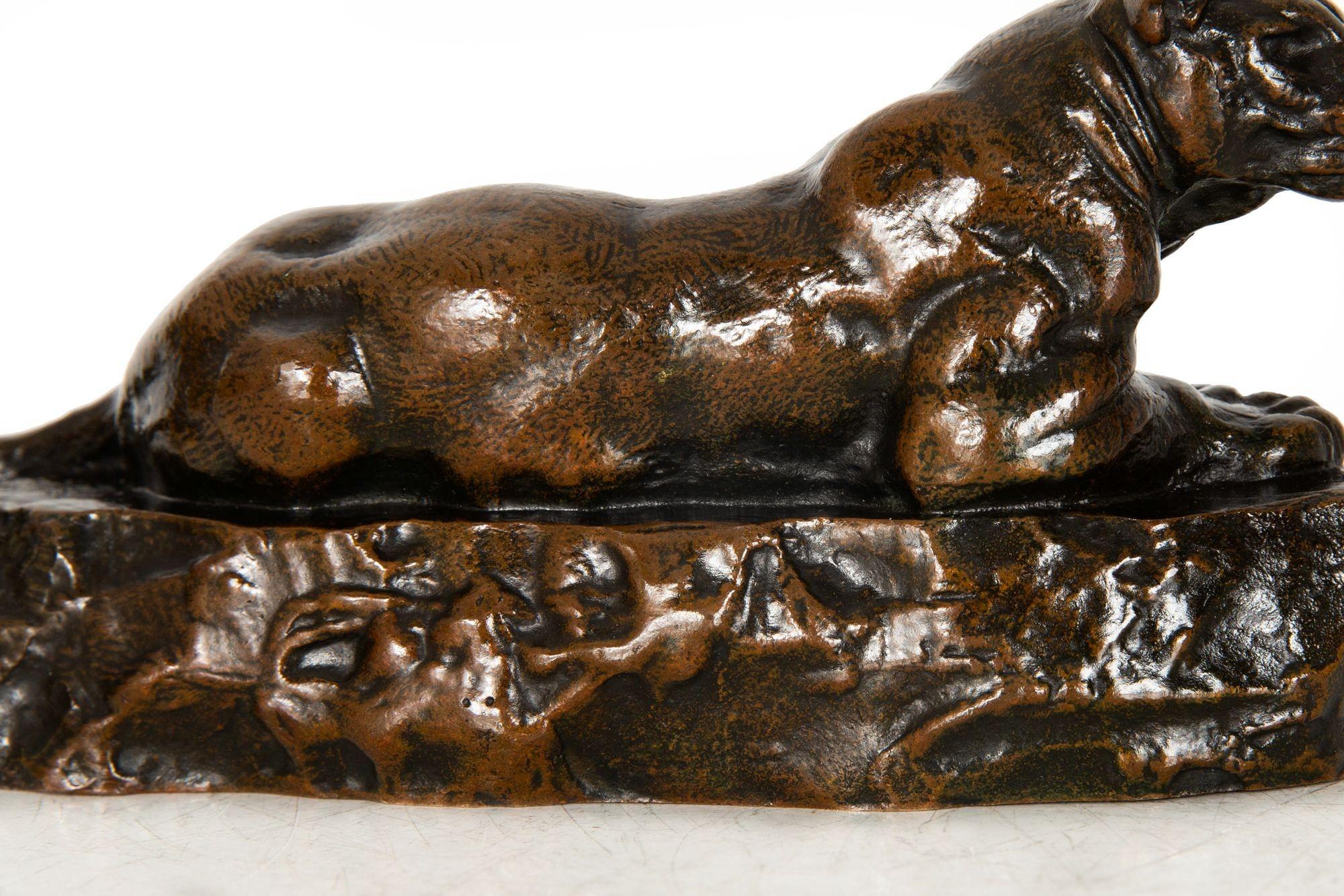 French Antique Bronze Sculpture “Panther of Tunisia” by Antoine-Louis Barye For Sale 5