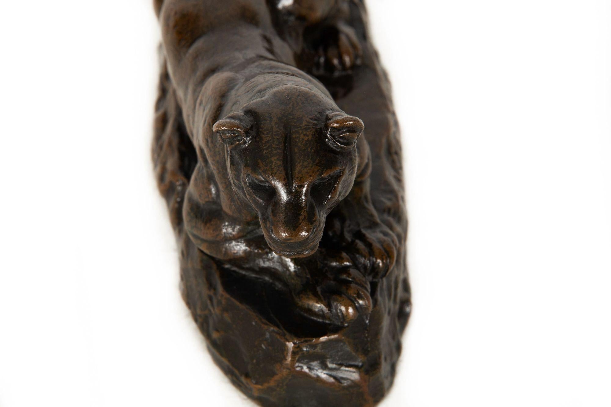 French Antique Bronze Sculpture “Panther of Tunisia” by Antoine-Louis Barye For Sale 9
