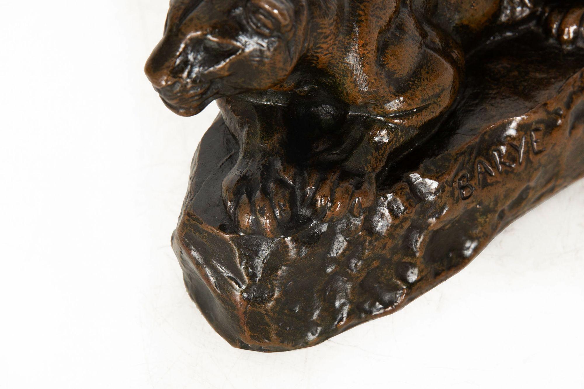 French Antique Bronze Sculpture “Panther of Tunisia” by Antoine-Louis Barye For Sale 10