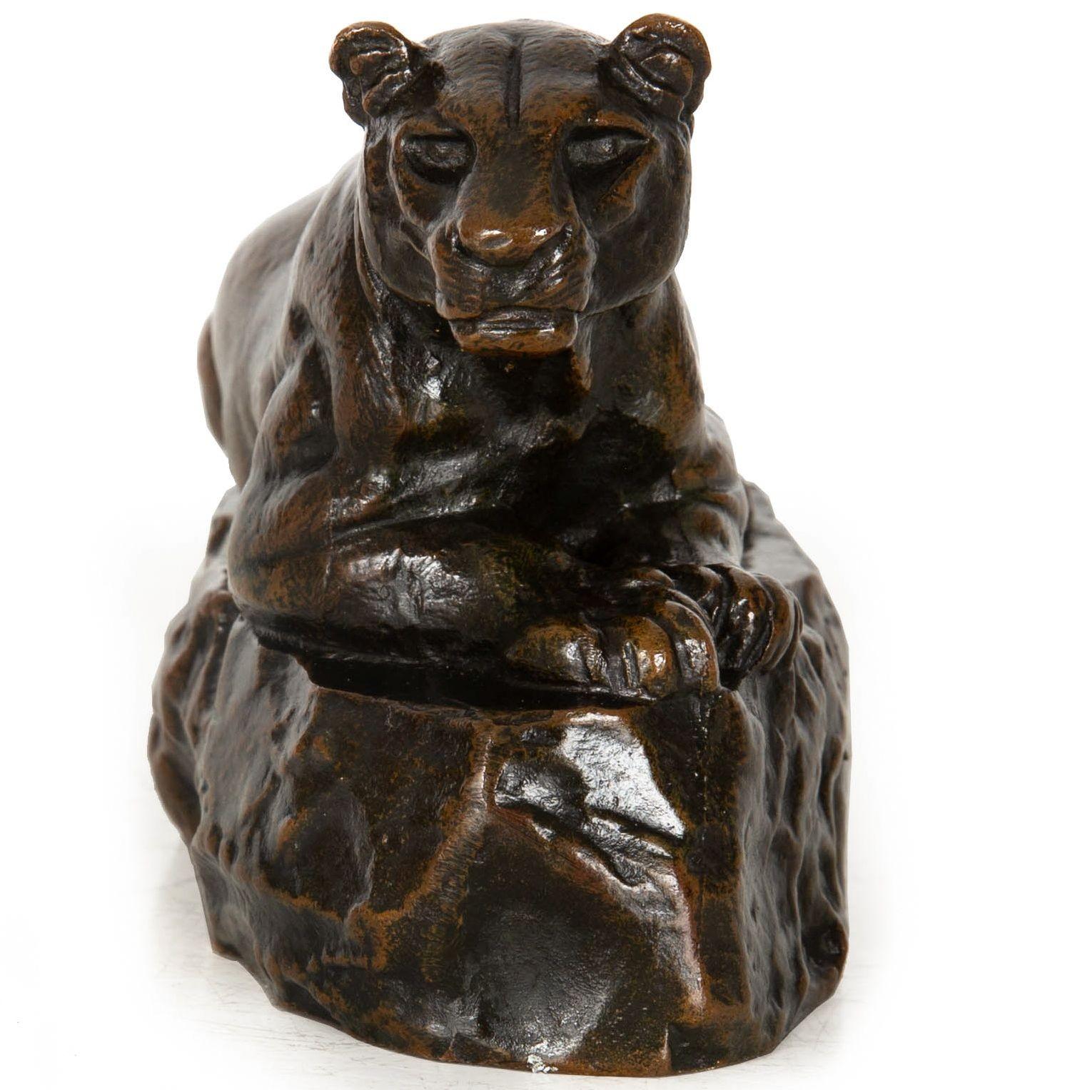 19th Century French Antique Bronze Sculpture “Panther of Tunisia” by Antoine-Louis Barye For Sale