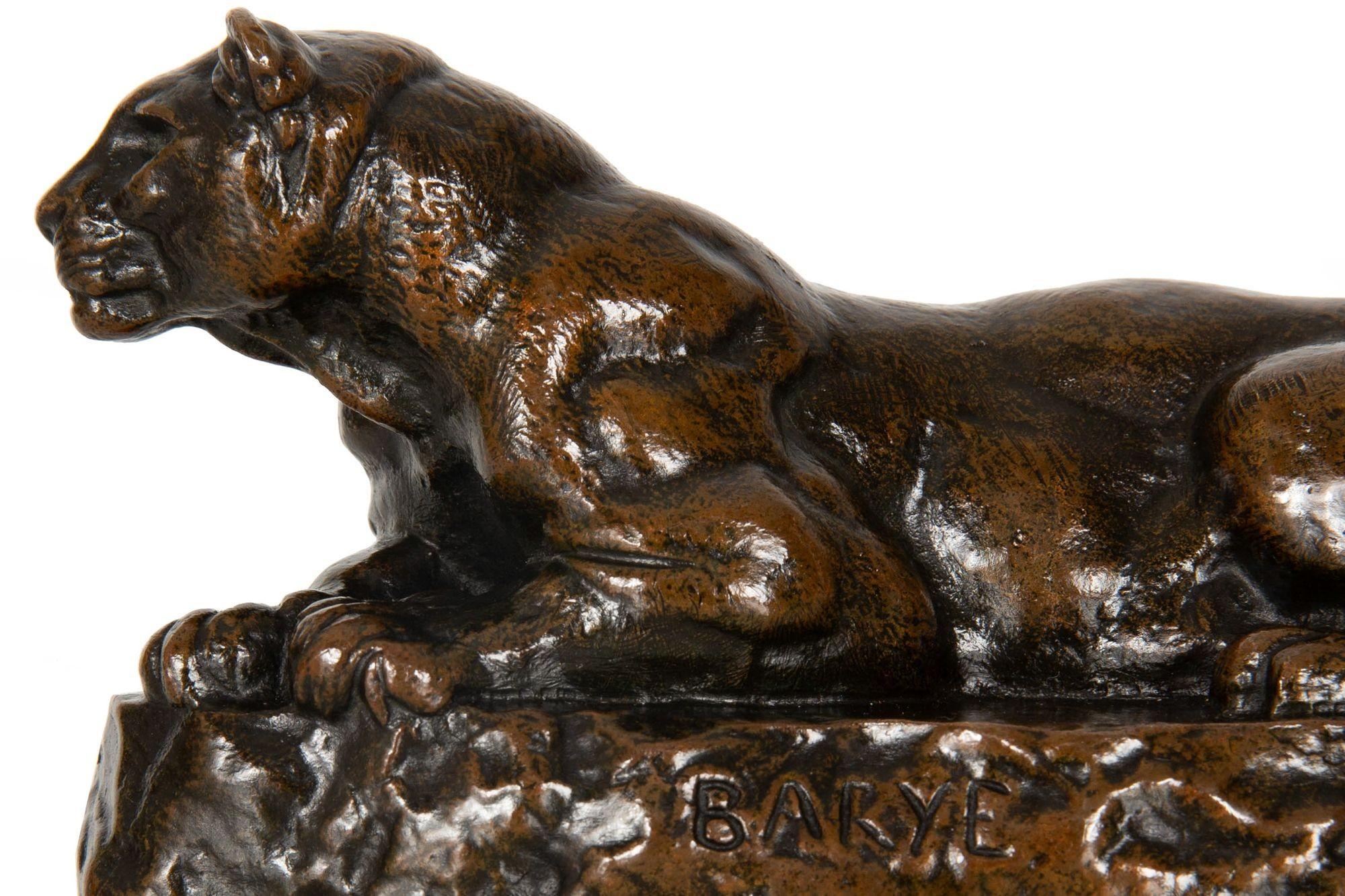 French Antique Bronze Sculpture “Panther of Tunisia” by Antoine-Louis Barye For Sale 3