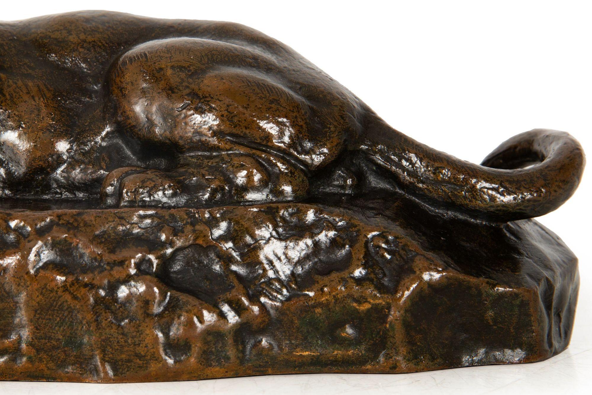 French Antique Bronze Sculpture “Panther of Tunisia” by Antoine-Louis Barye For Sale 4