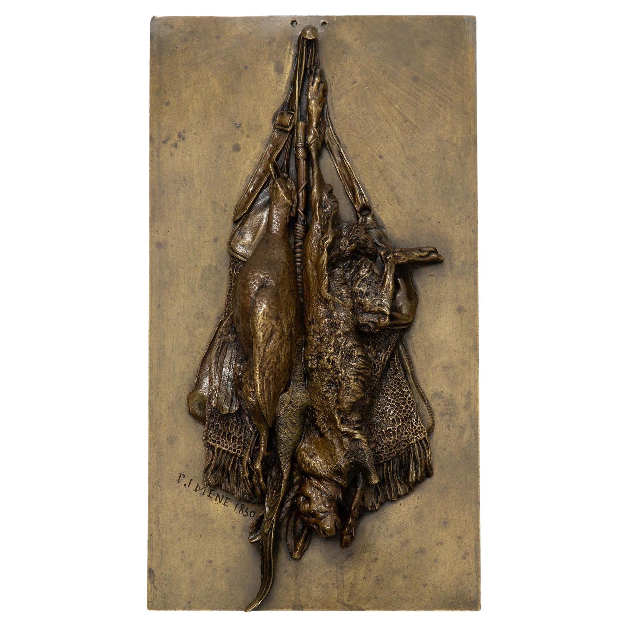 Sculpture française ancienne « Rabbit et faisan » de Pierre Jules Mene en vente