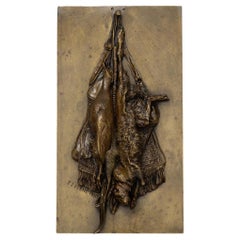 Französische antike Bronzeskulptur "Hase und Fasan von Pierre Jules Mene
