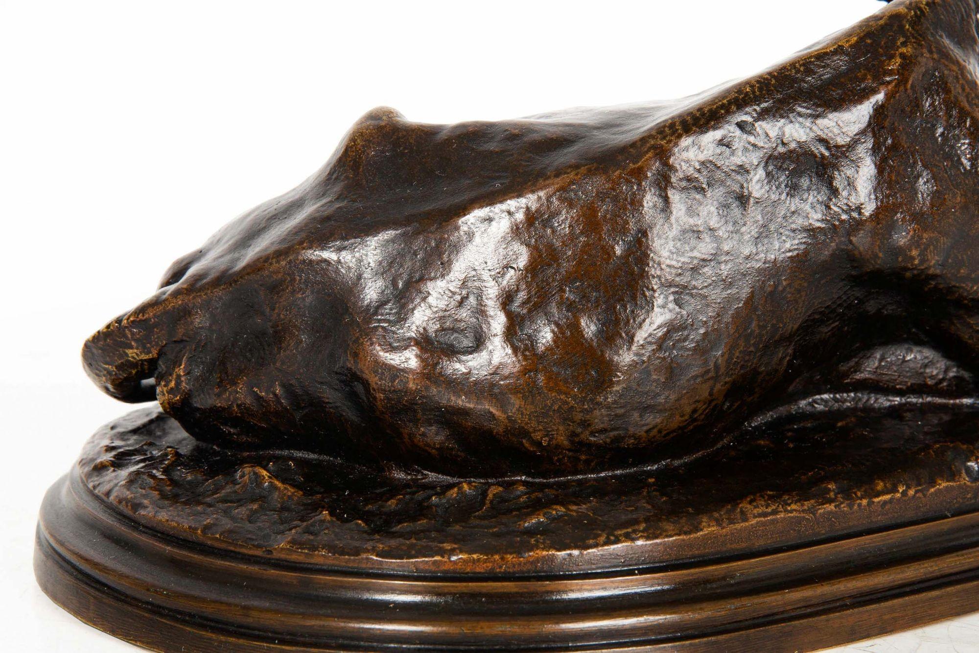 French Antique Bronze Sculpture “Resting Bull” by Rosa Bonheur ca. 1870-90 For Sale 5