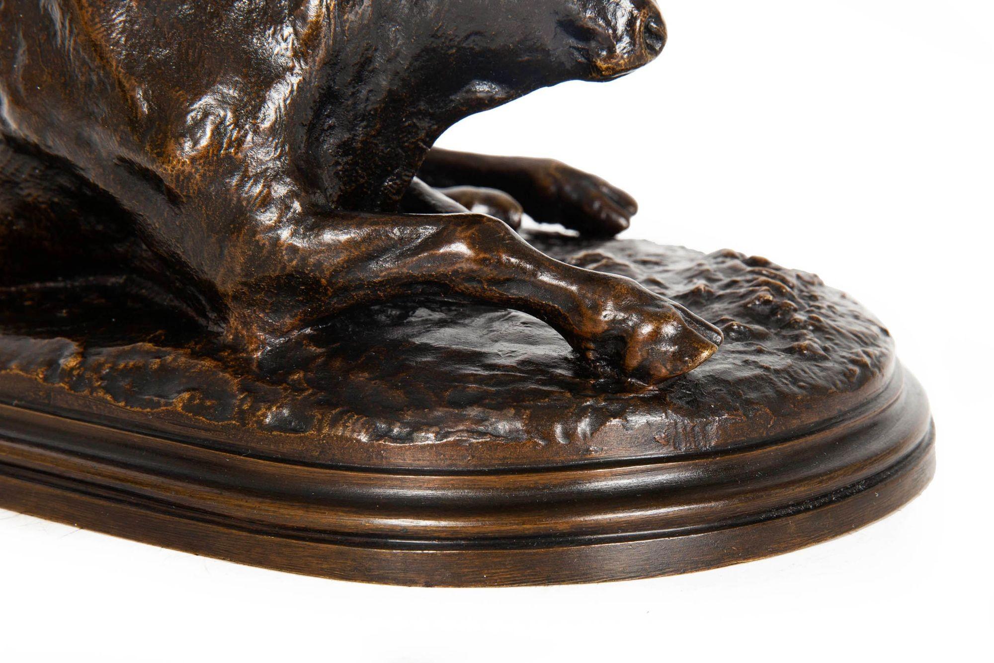French Antique Bronze Sculpture “Resting Bull” by Rosa Bonheur ca. 1870-90 For Sale 6