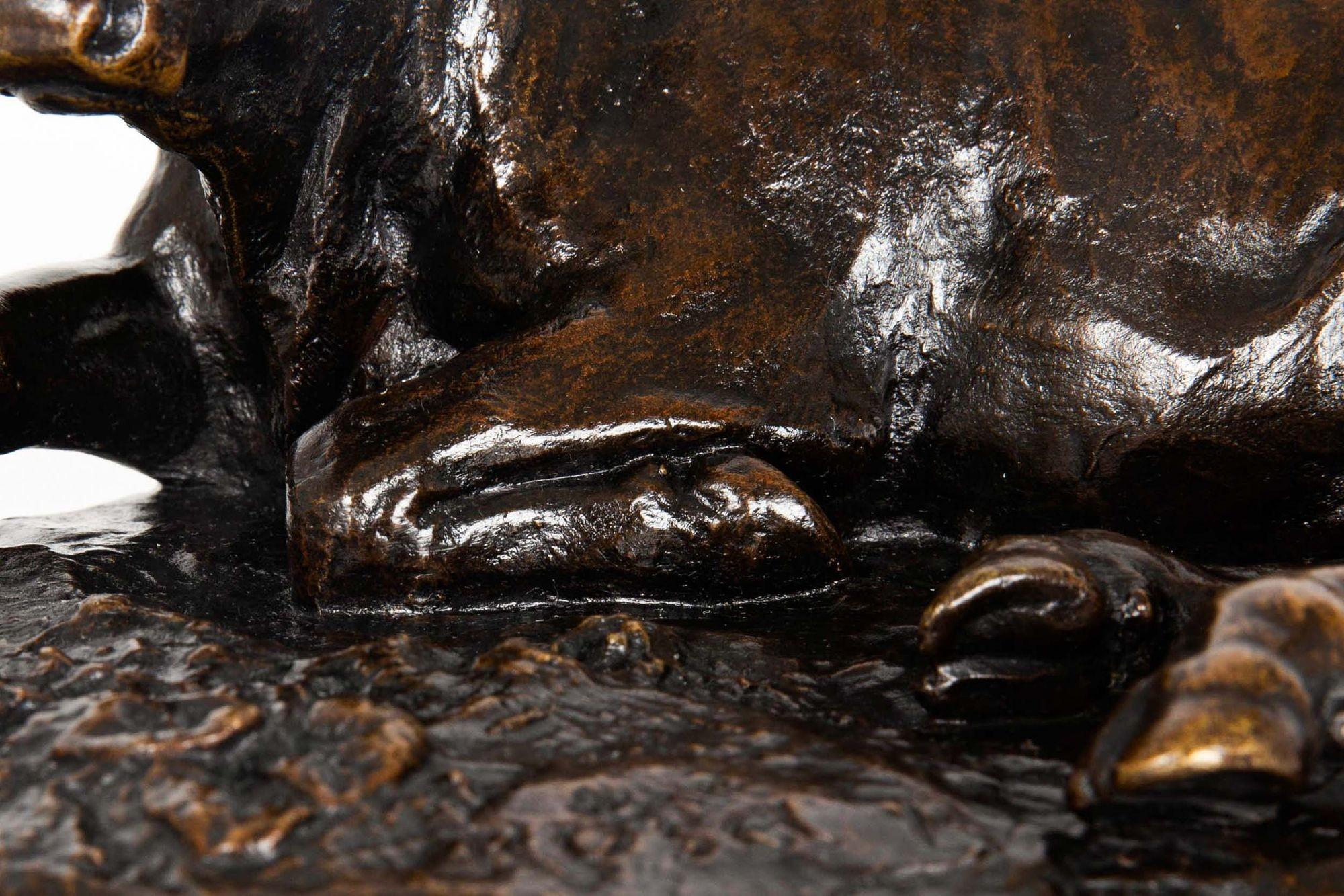 French Antique Bronze Sculpture “Resting Bull” by Rosa Bonheur ca. 1870-90 For Sale 10