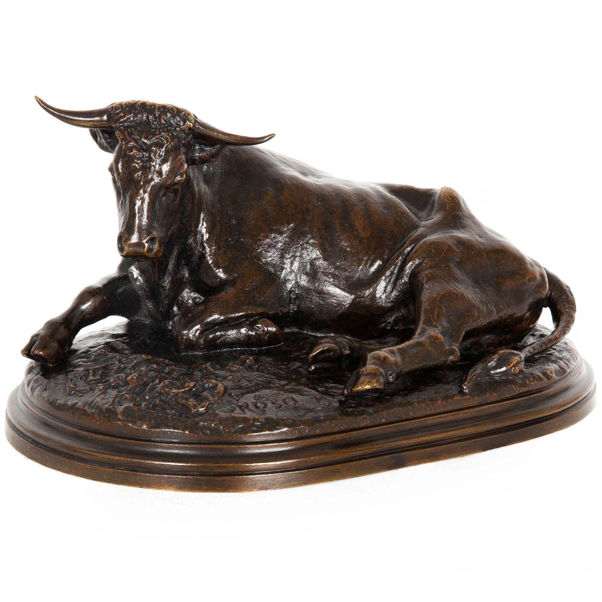 French Antique Bronze Sculpture “Resting Bull” by Rosa Bonheur ca. 1870-90 For Sale 12