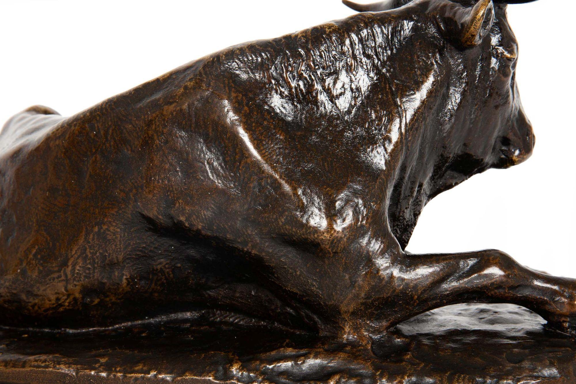 French Antique Bronze Sculpture “Resting Bull” by Rosa Bonheur ca. 1870-90 For Sale 13