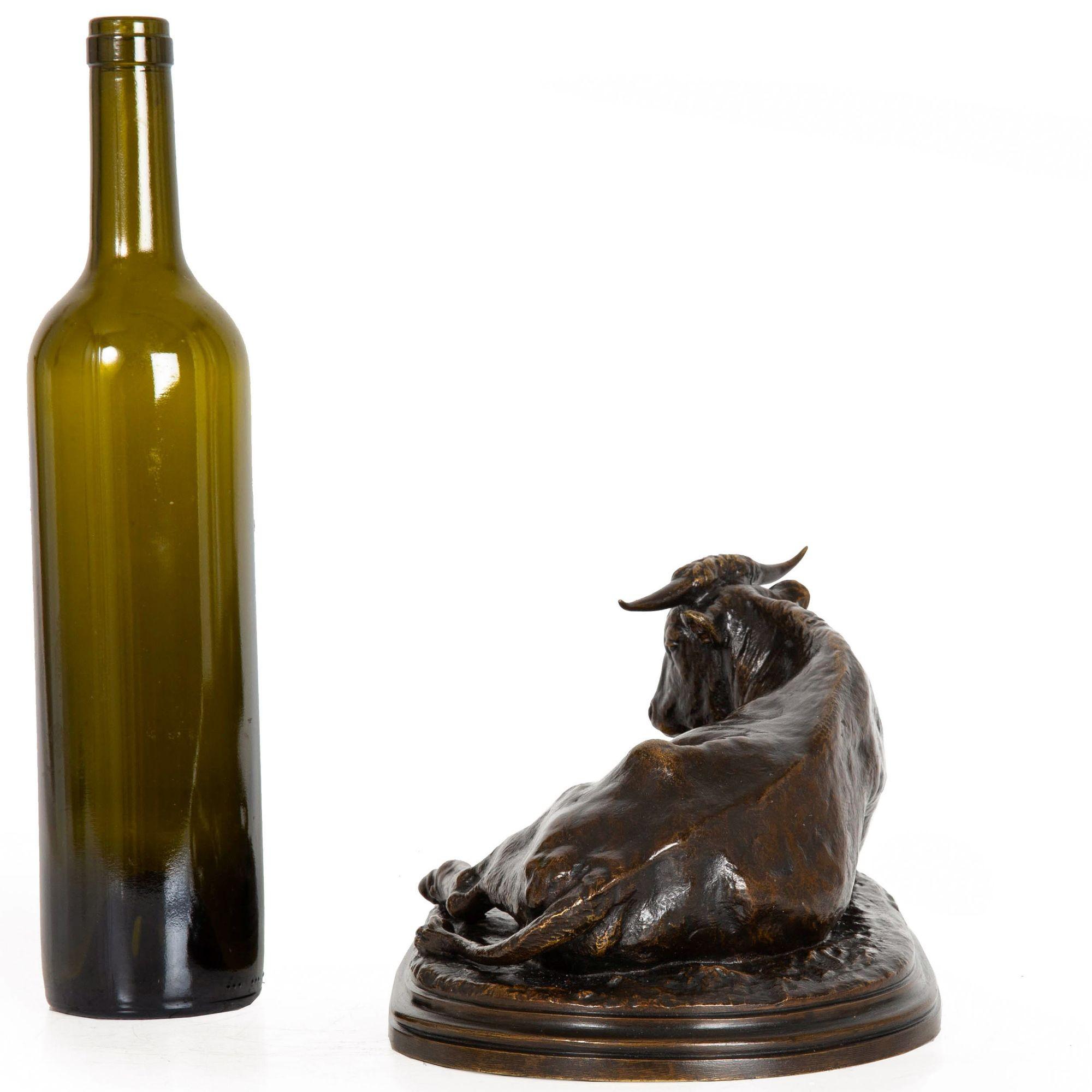 French Antique Bronze Sculpture “Resting Bull” by Rosa Bonheur ca. 1870-90 In Good Condition For Sale In Shippensburg, PA